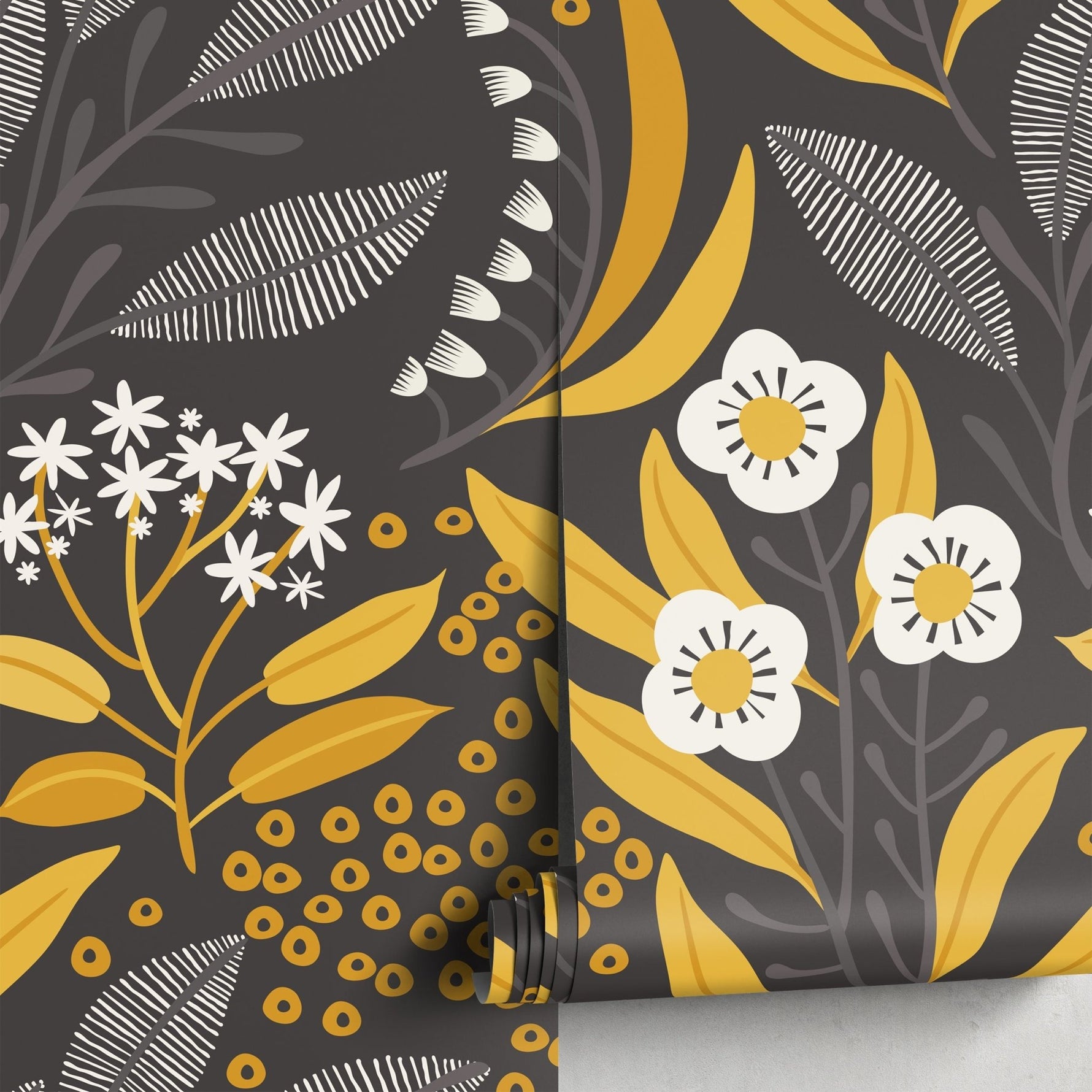 Wallpaper Peel and Stick Wallpaper Removable Wallpaper Home Decor Wall Art Wall Decor Room Decor / Floral Scandinavian Wallpaper - A723 - WallTrend