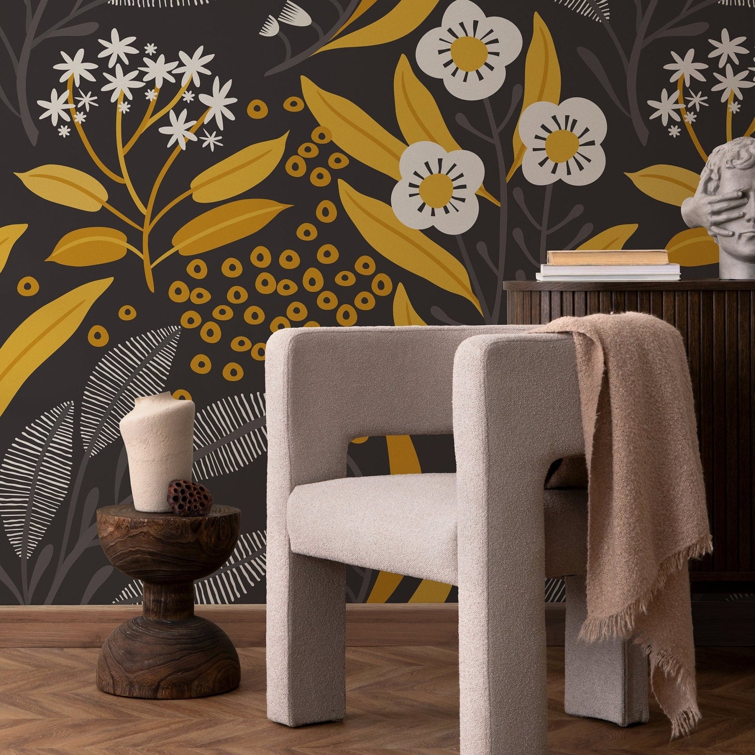 Wallpaper Peel and Stick Wallpaper Removable Wallpaper Home Decor Wall Art Wall Decor Room Decor / Floral Scandinavian Wallpaper - A723 - WallTrend