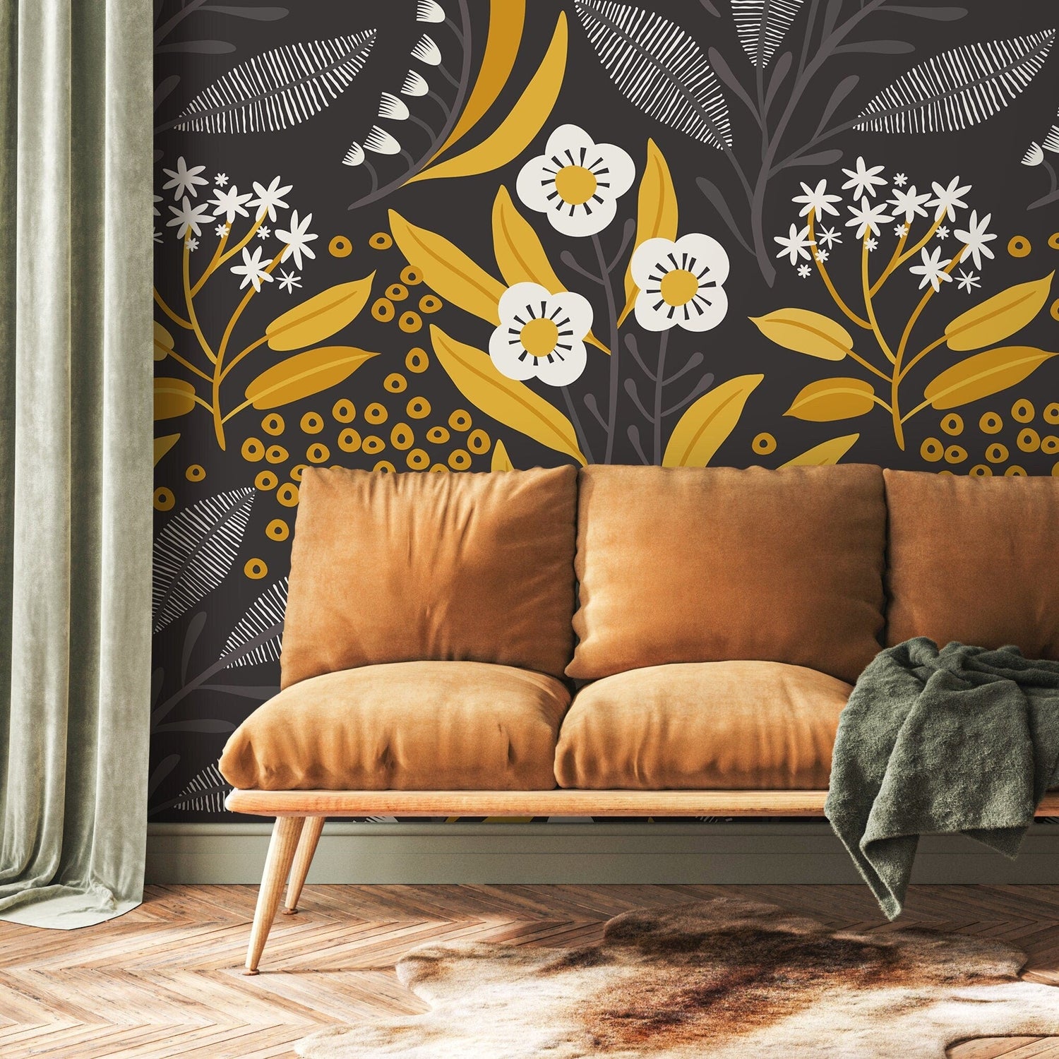 Wallpaper Peel and Stick Wallpaper Removable Wallpaper Home Decor Wall Art Wall Decor Room Decor / Floral Scandinavian Wallpaper - A723 - WallTrend