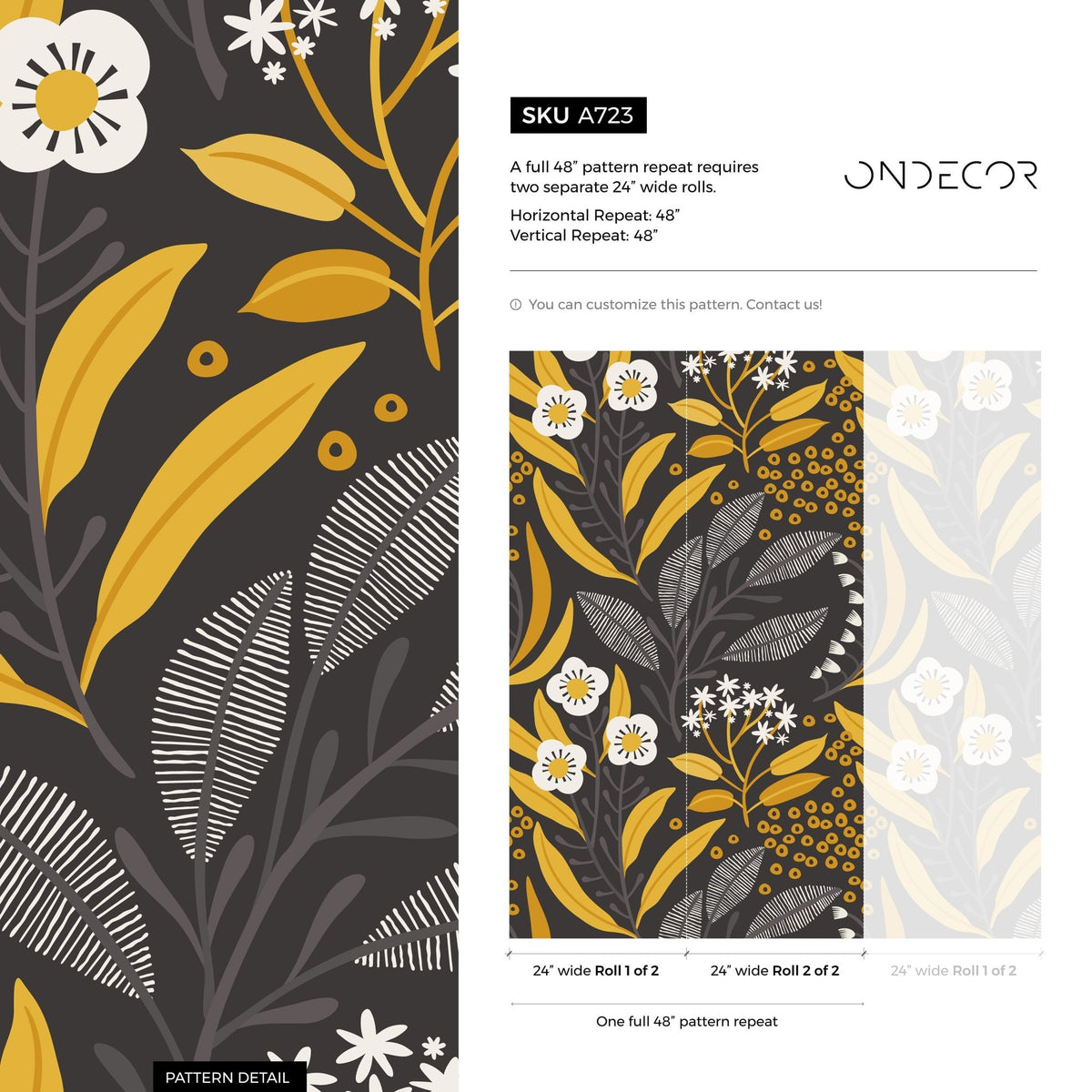 Wallpaper Peel and Stick Wallpaper Removable Wallpaper Home Decor Wall Art Wall Decor Room Decor / Floral Scandinavian Wallpaper - A723 - WallTrend
