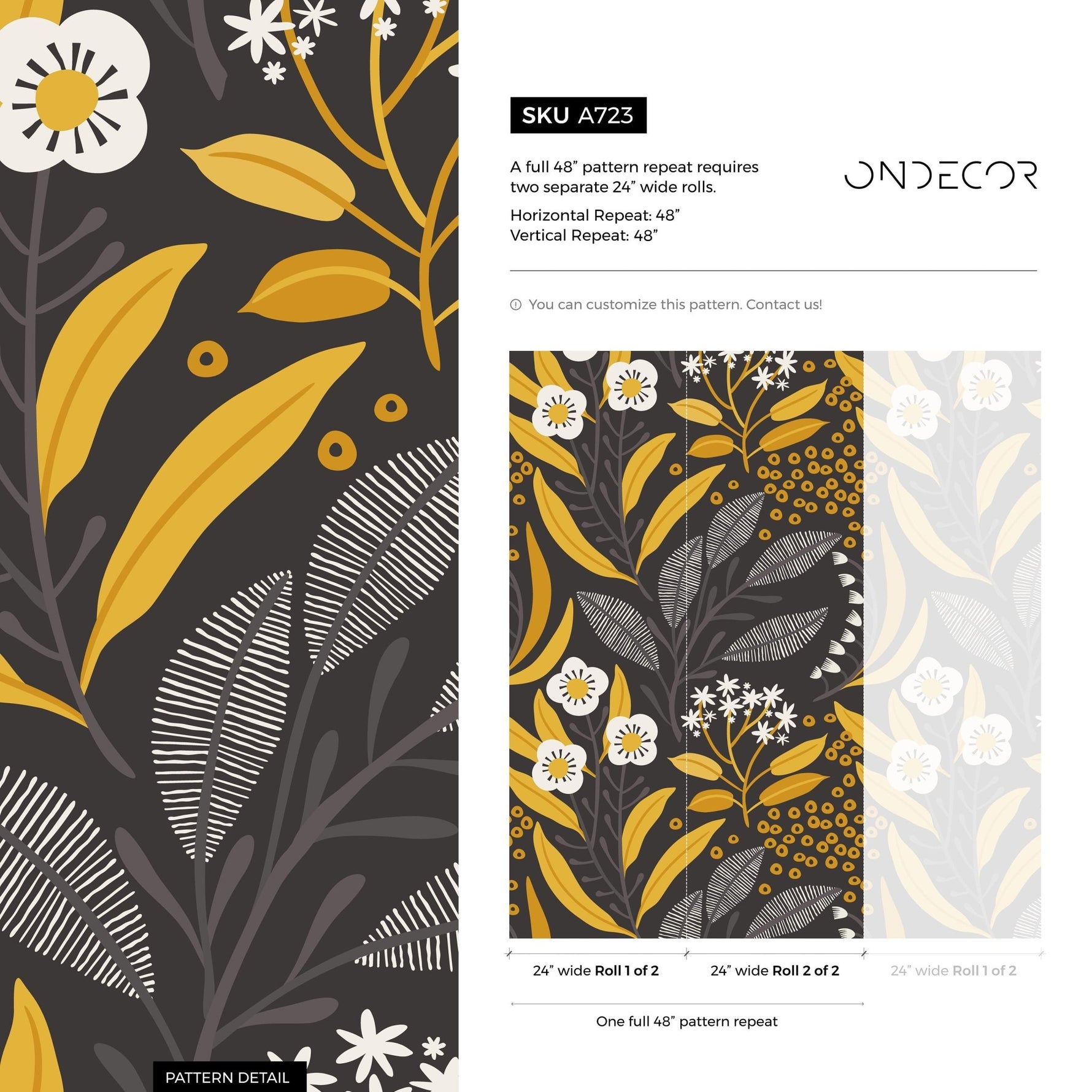Wallpaper Peel and Stick Wallpaper Removable Wallpaper Home Decor Wall Art Wall Decor Room Decor / Floral Scandinavian Wallpaper - A723 - WallTrend