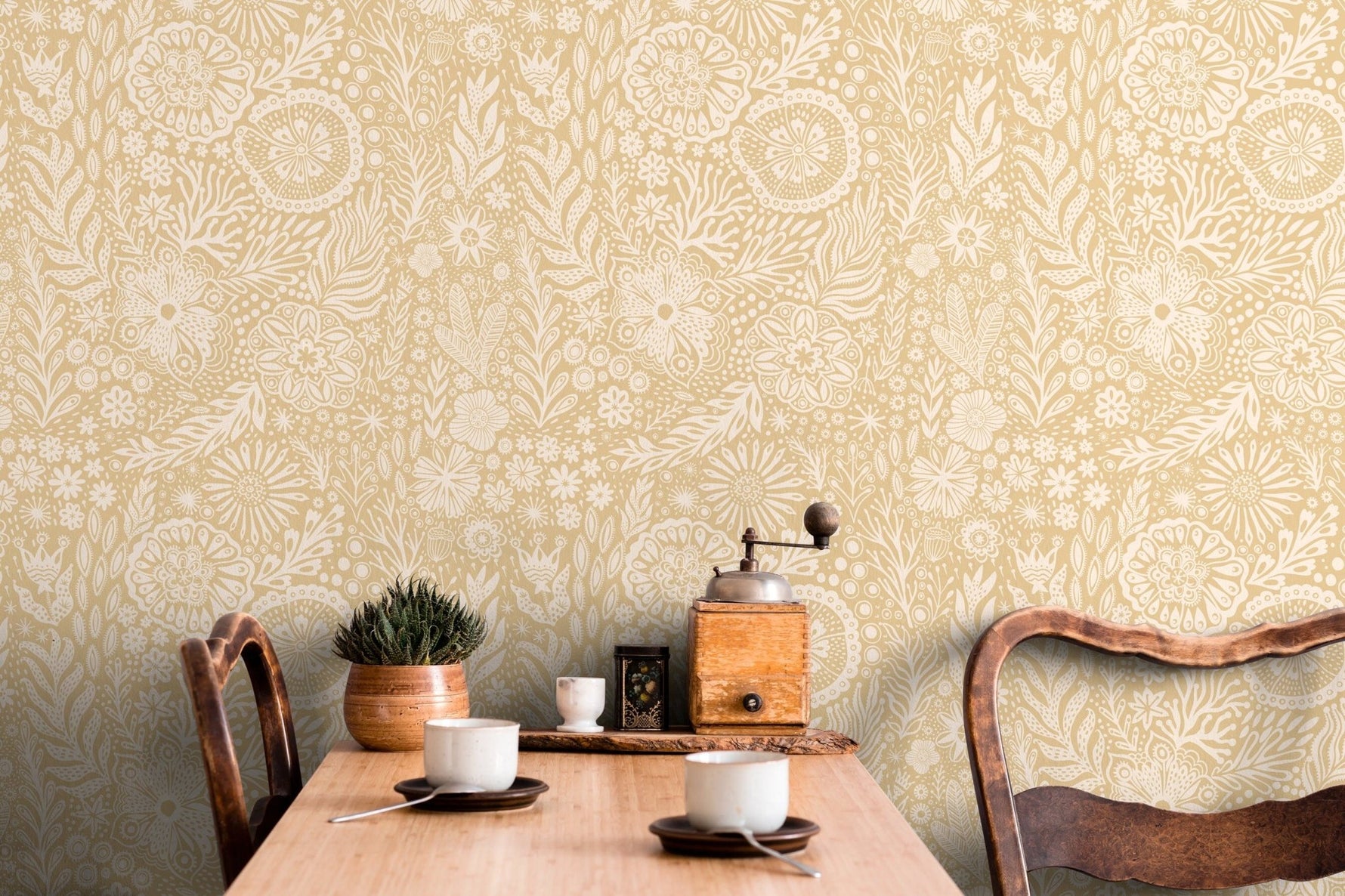 Wallpaper Peel and Stick Wallpaper Removable Wallpaper Home Decor Wall Art Wall Decor Room Decor / Floral Yellow Wallpaper - C434 - WallTrend