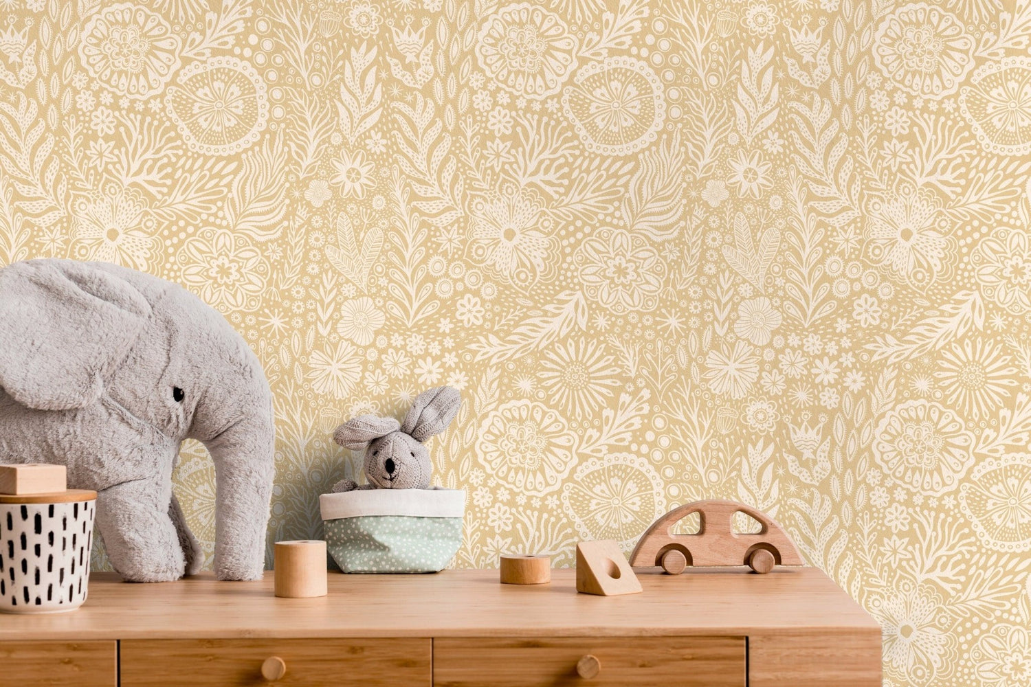 Wallpaper Peel and Stick Wallpaper Removable Wallpaper Home Decor Wall Art Wall Decor Room Decor / Floral Yellow Wallpaper - C434 - WallTrend