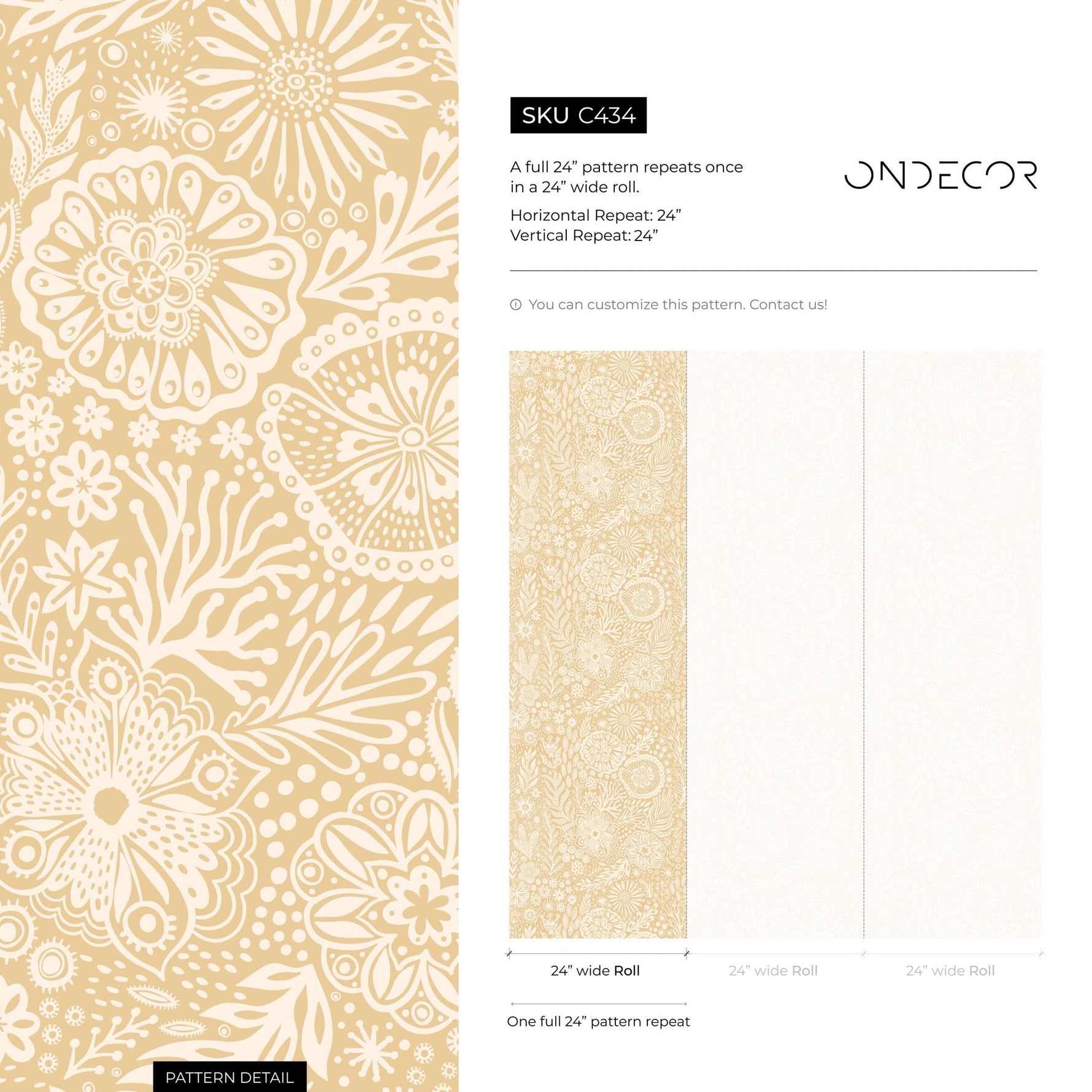 Wallpaper Peel and Stick Wallpaper Removable Wallpaper Home Decor Wall Art Wall Decor Room Decor / Floral Yellow Wallpaper - C434 - WallTrend
