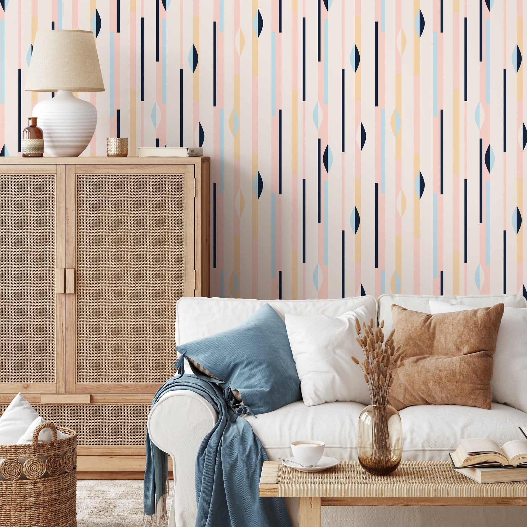 Wallpaper Peel and Stick Wallpaper Removable Wallpaper Home Decor Wall Art Wall Decor Room Decor / Geometric Pastel Color Wallpaper - B466 - WallTrend