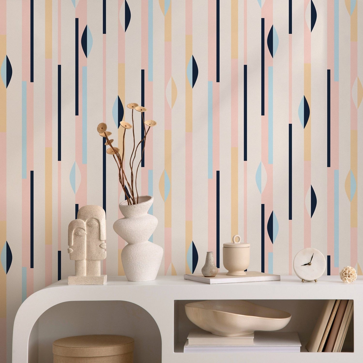 Wallpaper Peel and Stick Wallpaper Removable Wallpaper Home Decor Wall Art Wall Decor Room Decor / Geometric Pastel Color Wallpaper - B466 - WallTrend