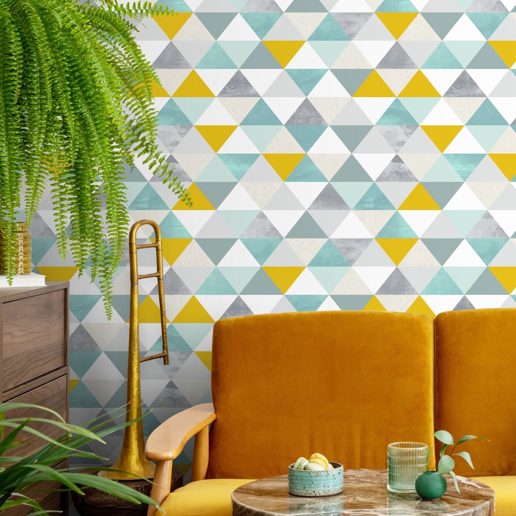 Wallpaper Peel and Stick Wallpaper Removable Wallpaper Home Decor Wall Art Wall Decor Room Decor / Geometric Triangle Wallpaper - A732 - WallTrend