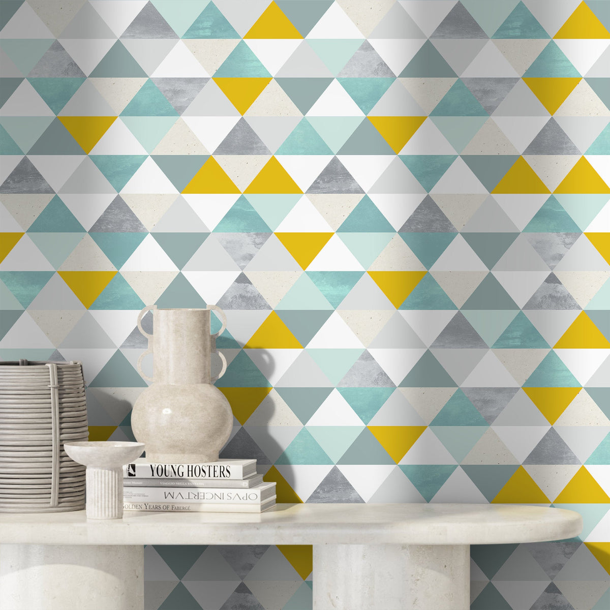 Wallpaper Peel and Stick Wallpaper Removable Wallpaper Home Decor Wall Art Wall Decor Room Decor / Geometric Triangle Wallpaper - A732 - WallTrend