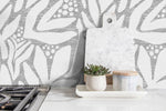 Wallpaper Peel and Stick Wallpaper Removable Wallpaper Home Decor Wall Art Wall Decor Room Decor / Gray Abstract Leaf Wallpaper - X181 - WallTrend