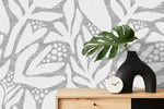 Wallpaper Peel and Stick Wallpaper Removable Wallpaper Home Decor Wall Art Wall Decor Room Decor / Gray Abstract Leaf Wallpaper - X181 - WallTrend