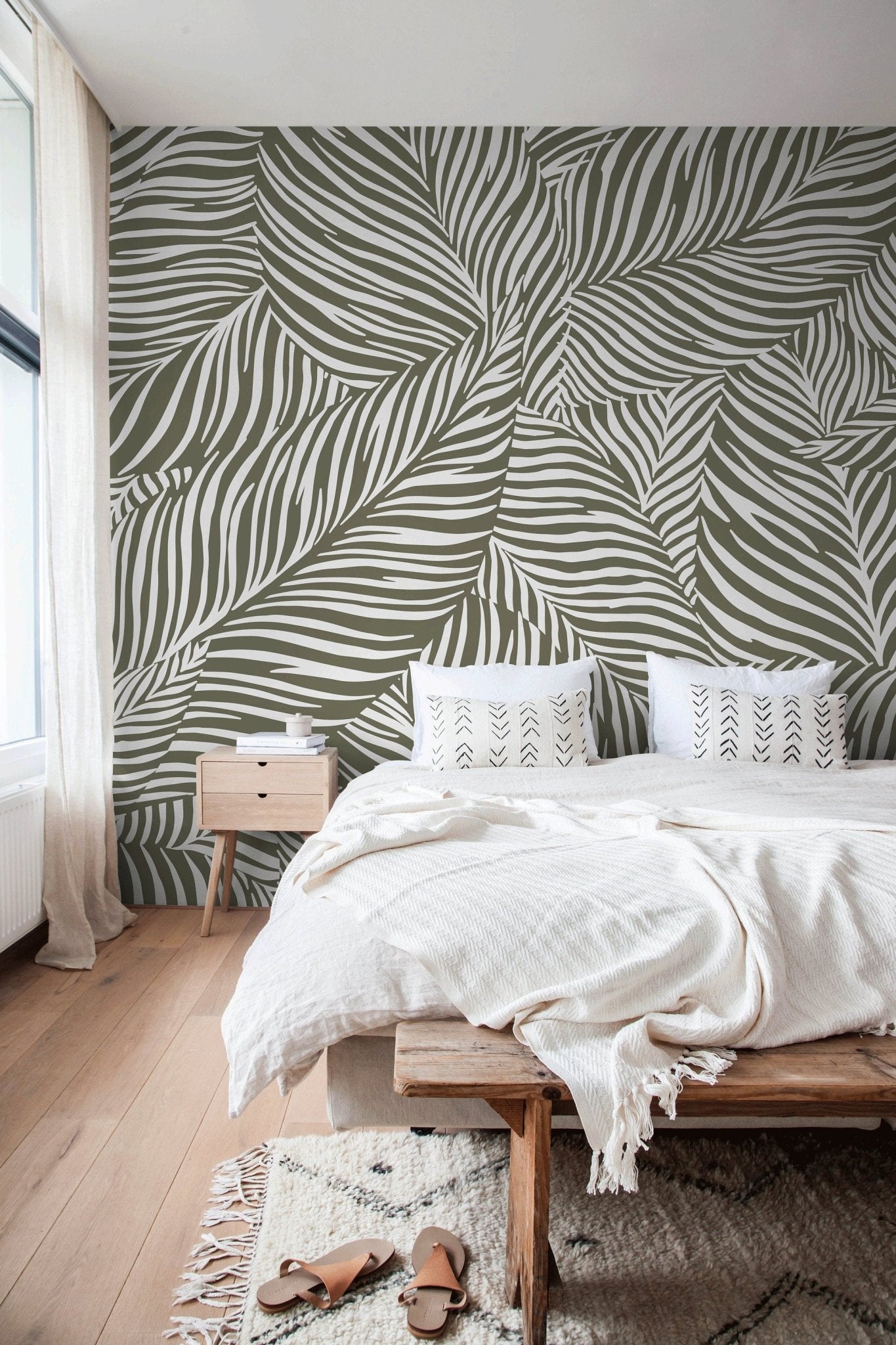 Wallpaper Peel and Stick Wallpaper Removable Wallpaper Home Decor Wall Art Wall Decor Room Decor / Green Abstract Leaves Wallpaper - C118 - WallTrend