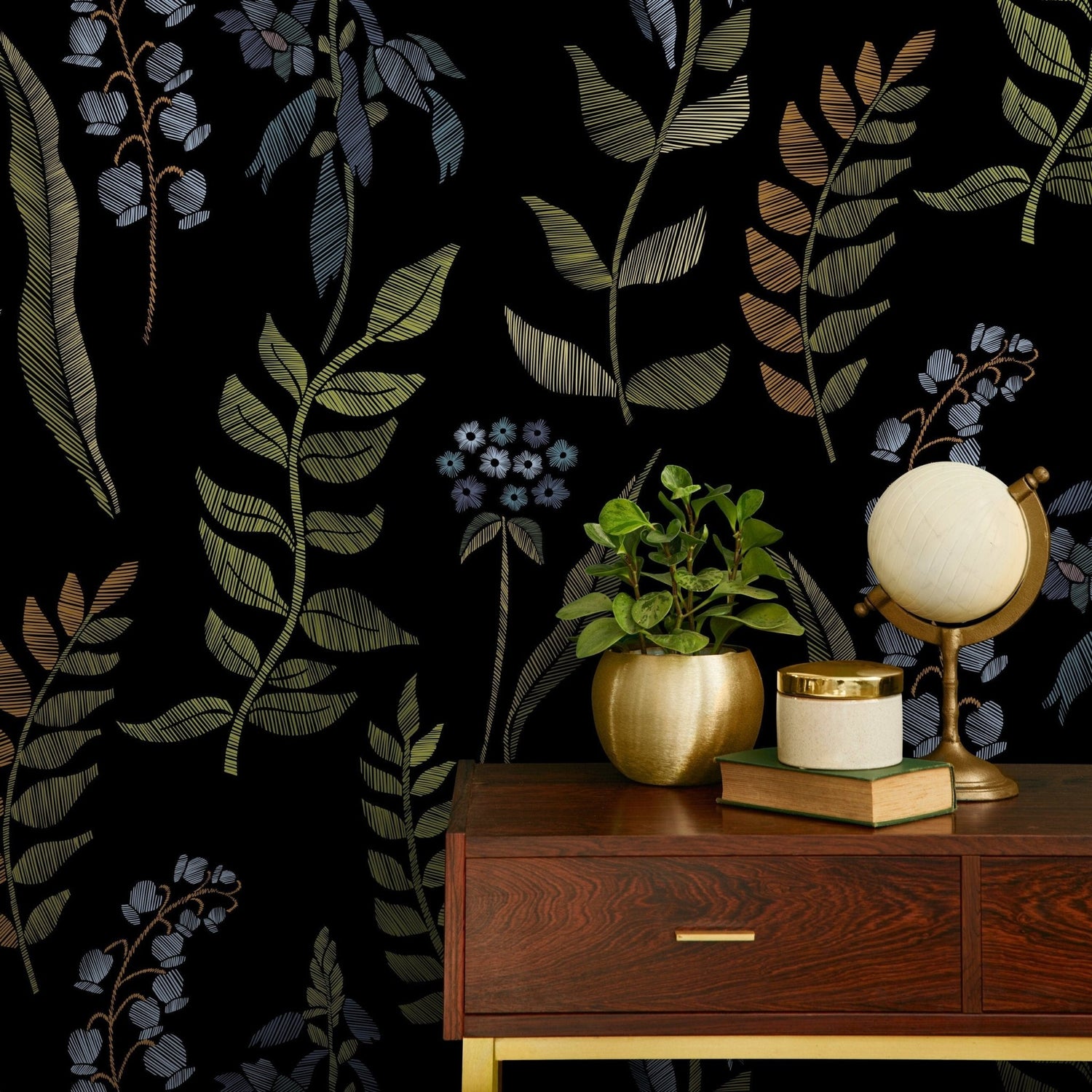 Wallpaper Peel and Stick Wallpaper Removable Wallpaper Home Decor Wall Art Wall Decor Room Decor / Green Botanical Leaves Wallpaper - A656 - WallTrend