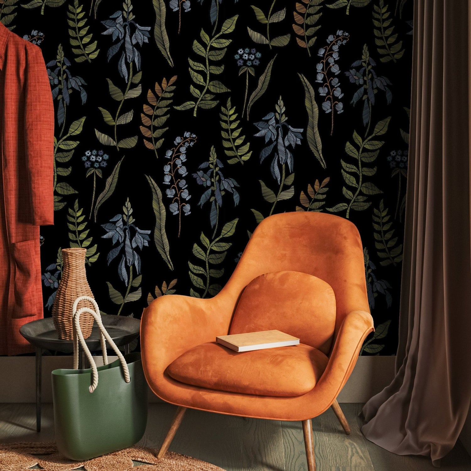 Wallpaper Peel and Stick Wallpaper Removable Wallpaper Home Decor Wall Art Wall Decor Room Decor / Green Botanical Leaves Wallpaper - A656 - WallTrend