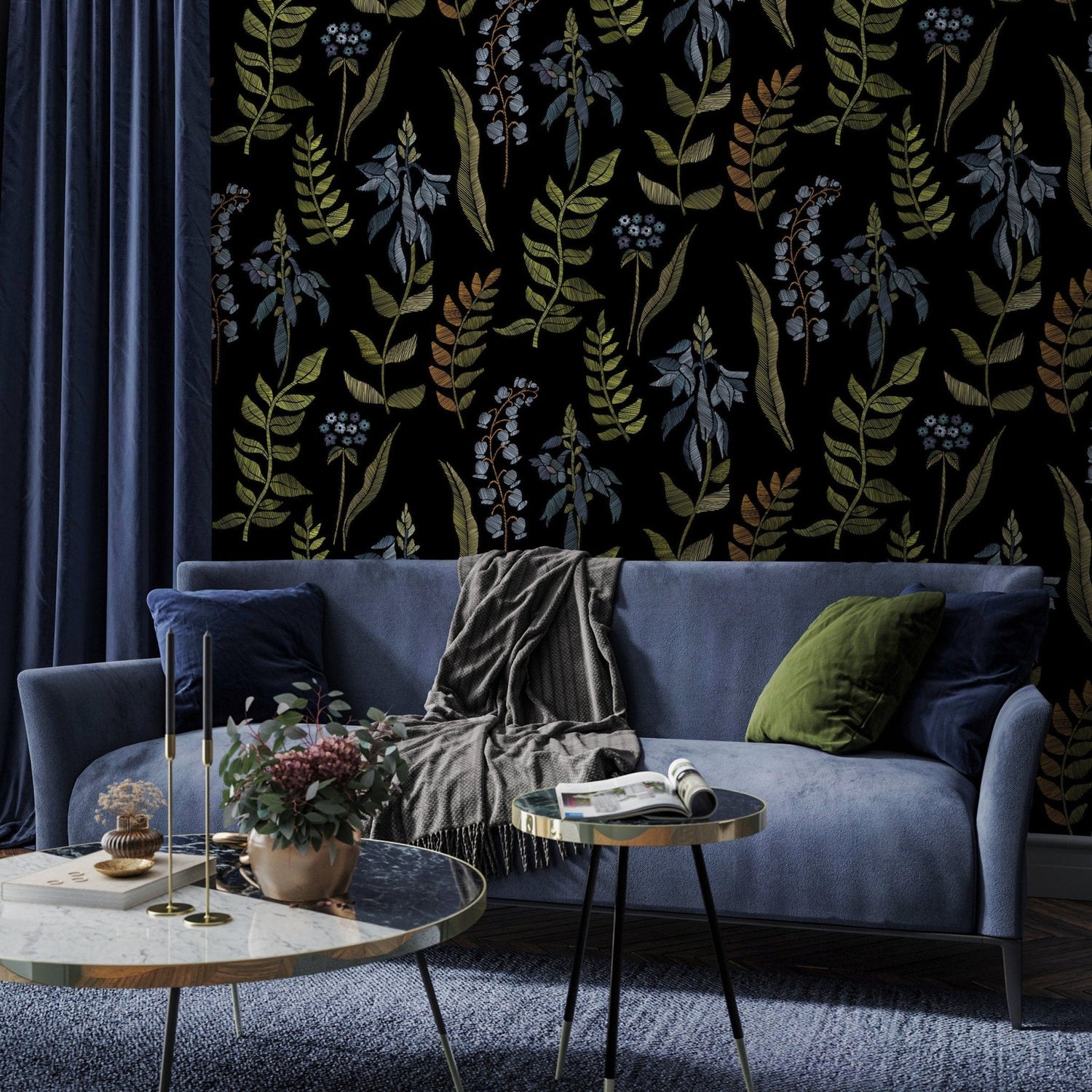 Wallpaper Peel and Stick Wallpaper Removable Wallpaper Home Decor Wall Art Wall Decor Room Decor / Green Botanical Leaves Wallpaper - A656 - WallTrend