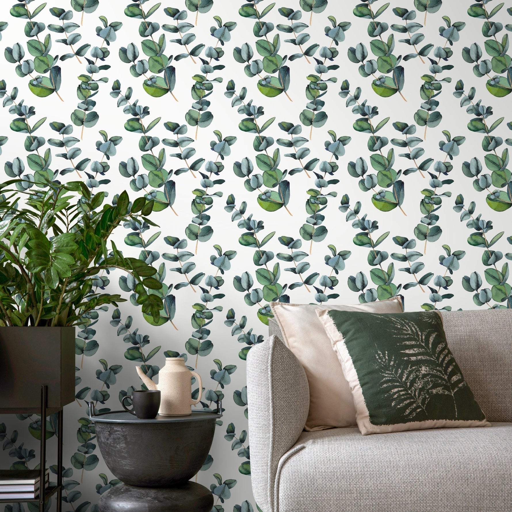 Wallpaper Peel and Stick Wallpaper Removable Wallpaper Home Decor Wall Art Wall Decor Room Decor / Green Leaves Wallpaper - A756 - WallTrend