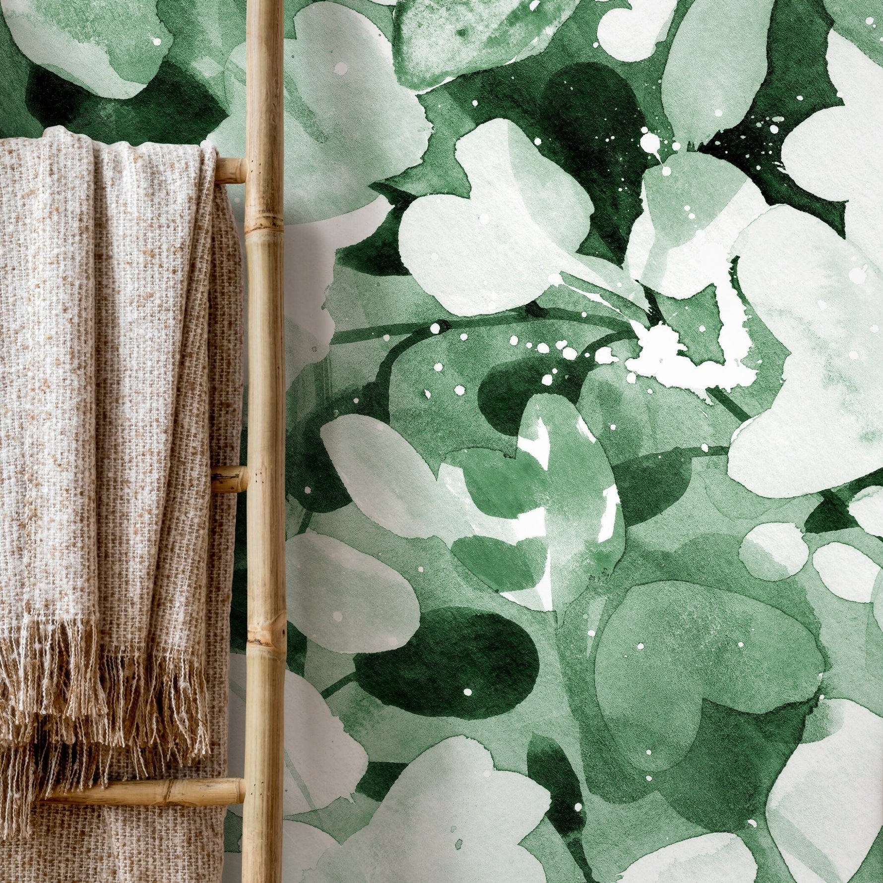 Wallpaper Peel and Stick Wallpaper Removable Wallpaper Home Decor Wall Art Wall Decor Room Decor / Green Watercolor Wallpaper - X152 - WallTrend