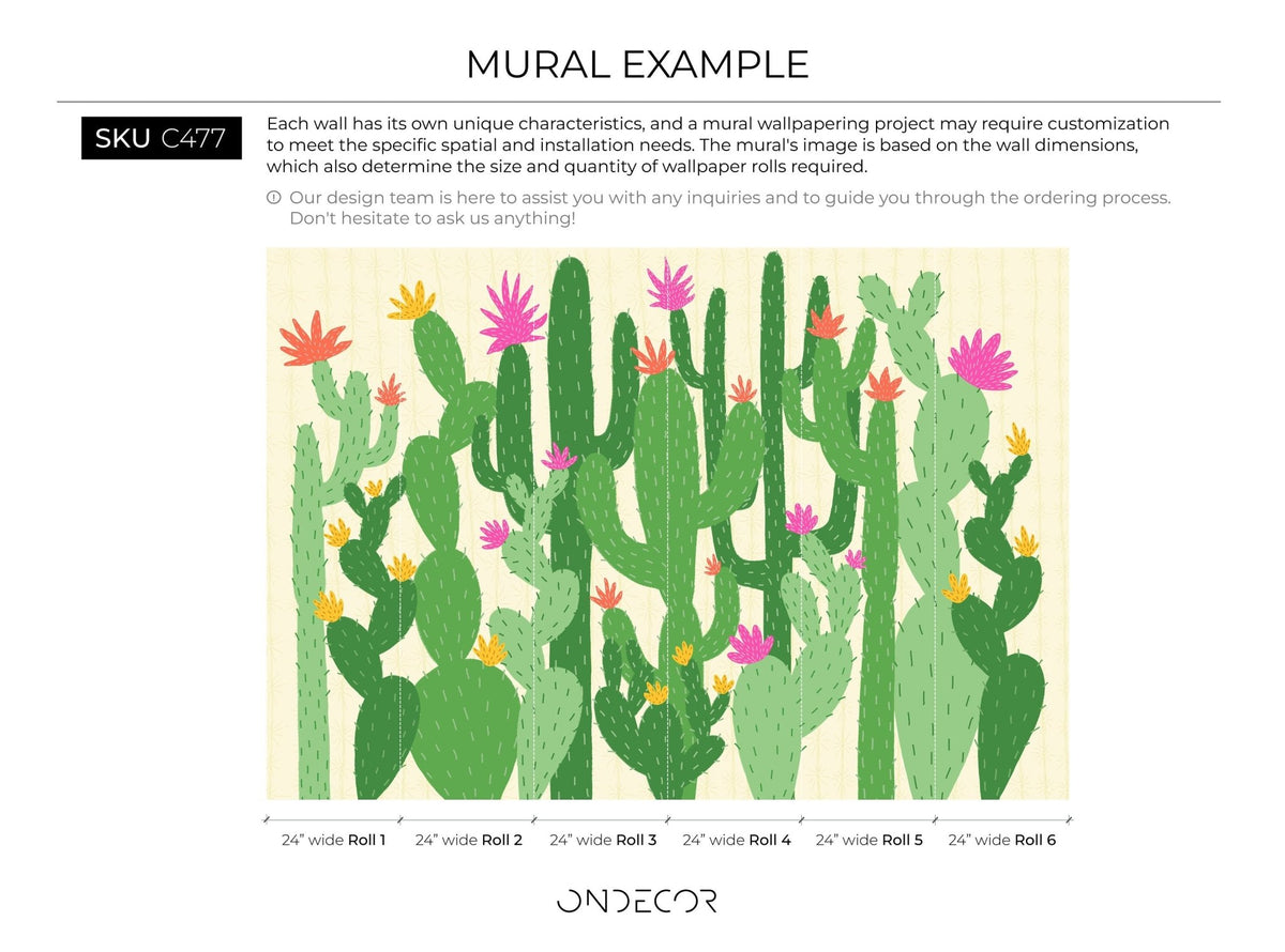 Wallpaper Peel and Stick Wallpaper Removable Wallpaper Home Decor Wall Art Wall Decor Room Decor / Kids Floral Cactus Wallpaper - C477 - WallTrend