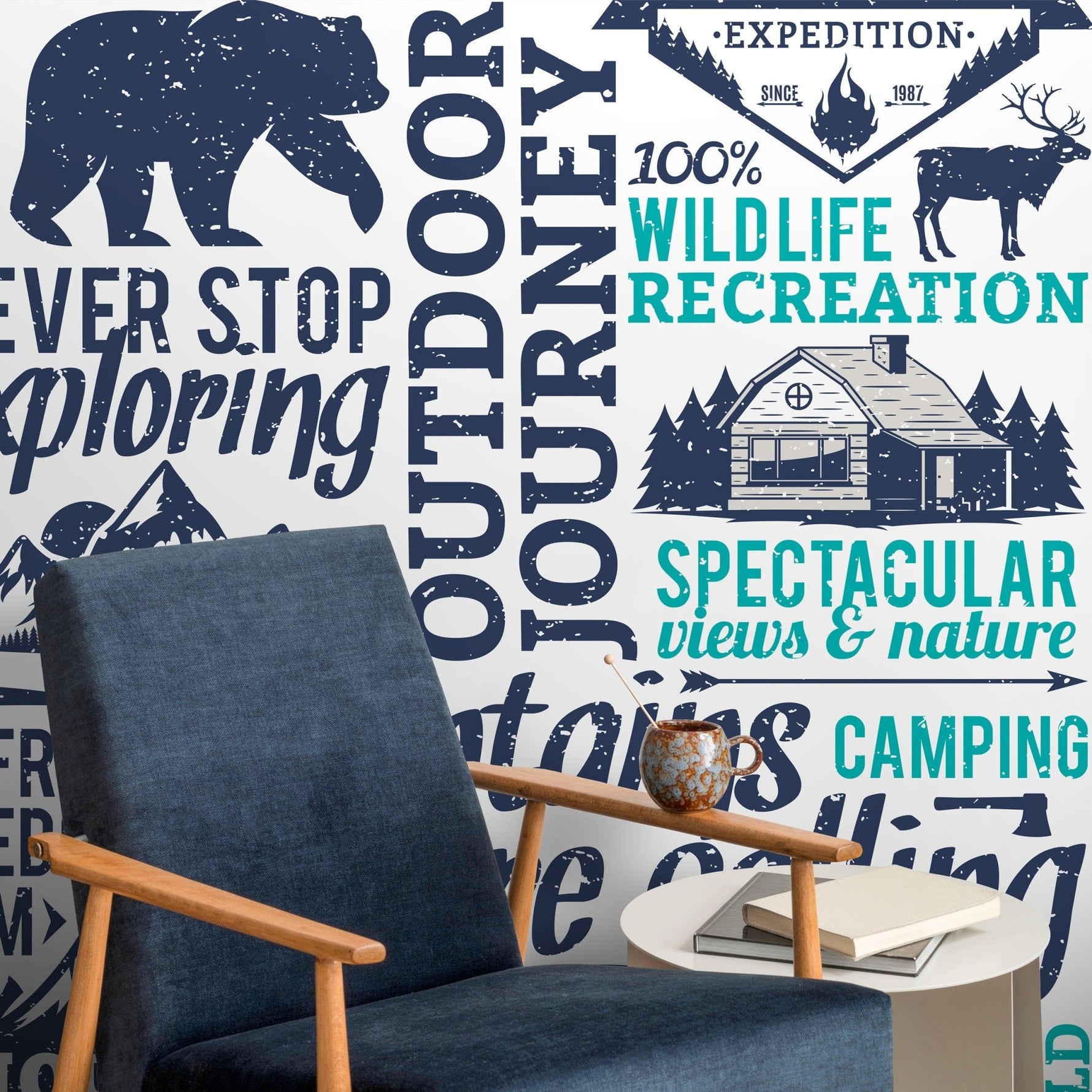 Wallpaper Peel and Stick Wallpaper Removable Wallpaper Home Decor Wall Art Wall Decor Room Decor / Modern Typography Wallpaper - D938 - WallTrend