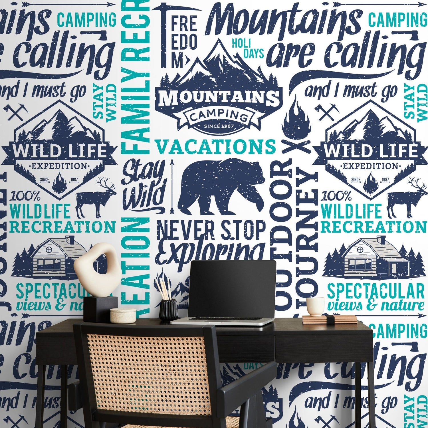 Wallpaper Peel and Stick Wallpaper Removable Wallpaper Home Decor Wall Art Wall Decor Room Decor / Modern Typography Wallpaper - D938 - WallTrend