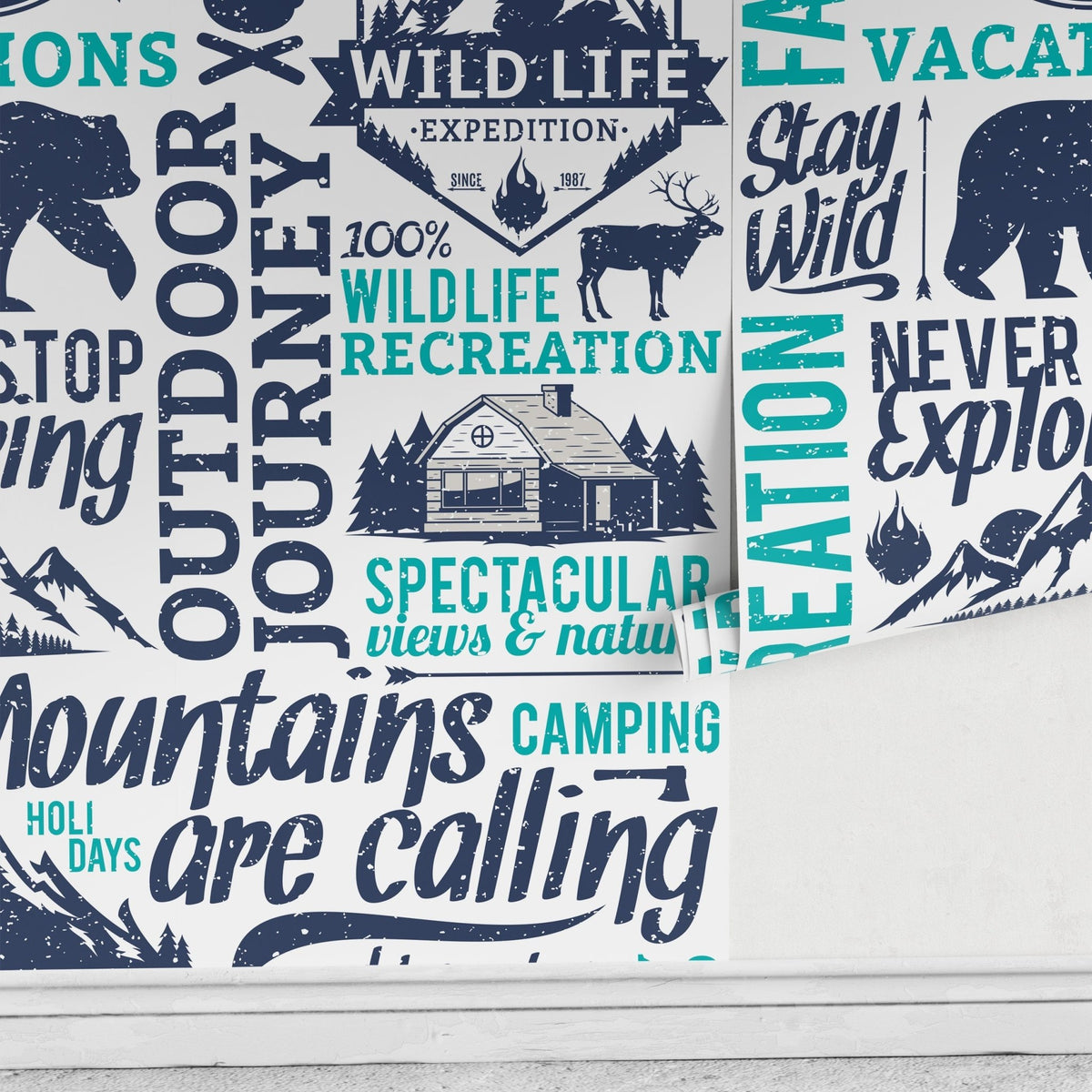 Wallpaper Peel and Stick Wallpaper Removable Wallpaper Home Decor Wall Art Wall Decor Room Decor / Modern Typography Wallpaper - D938 - WallTrend