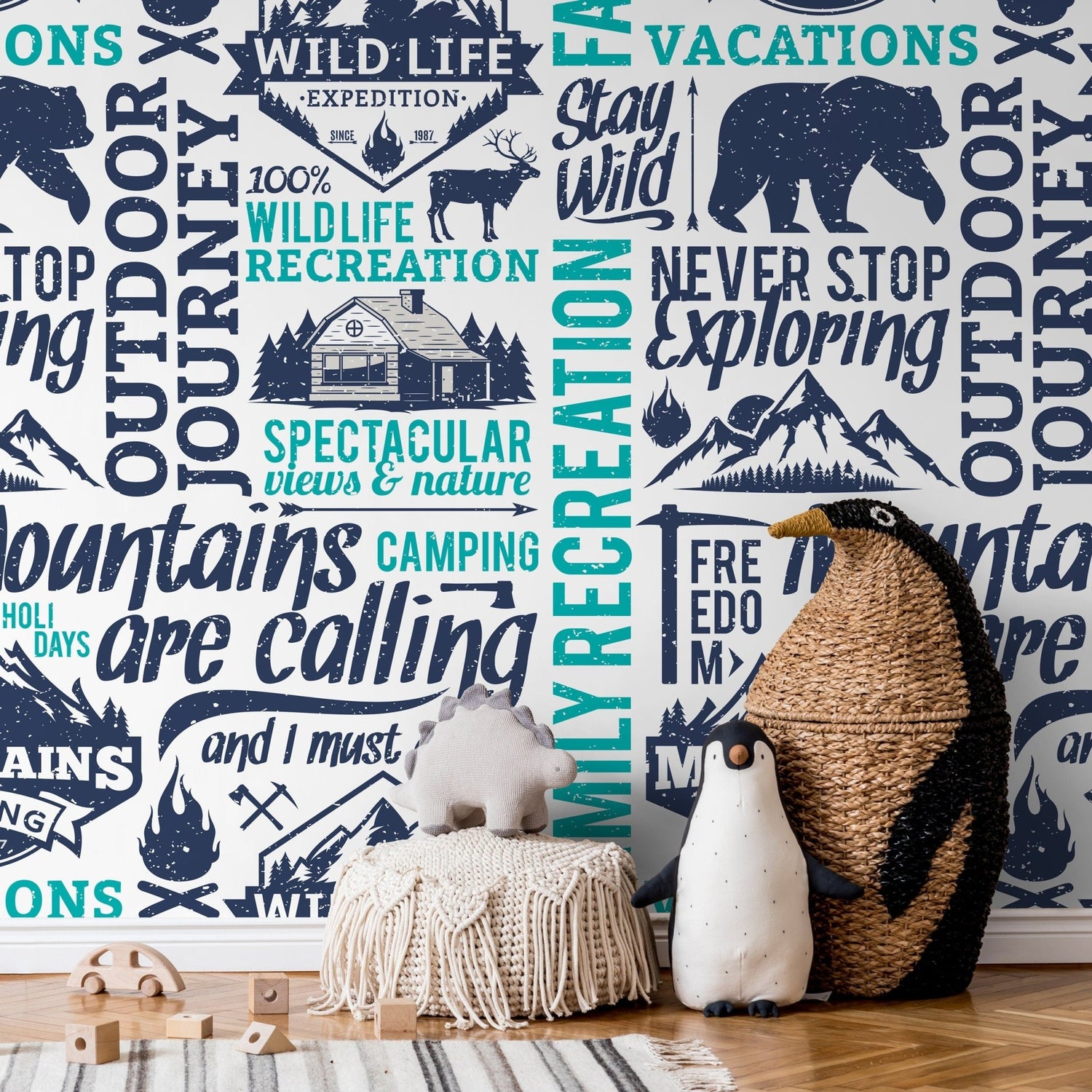 Wallpaper Peel and Stick Wallpaper Removable Wallpaper Home Decor Wall Art Wall Decor Room Decor / Modern Typography Wallpaper - D938 - WallTrend