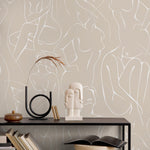 Wallpaper Peel and Stick Wallpaper Removable Wallpaper Home Decor Wall Art Wall Decor Room Decor / Neutral Body Line Art Wallpaper - C354 - WallTrend