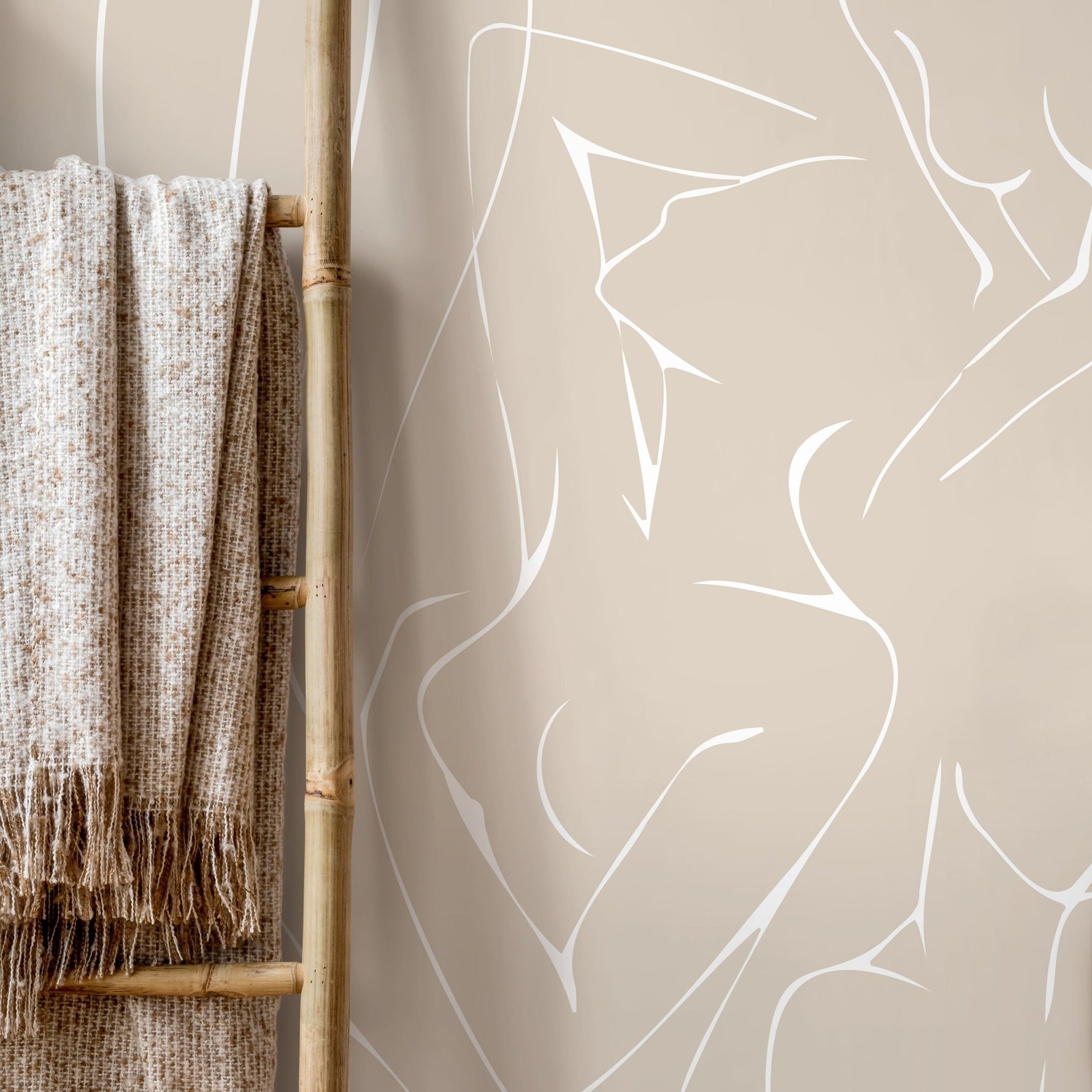 Wallpaper Peel and Stick Wallpaper Removable Wallpaper Home Decor Wall Art Wall Decor Room Decor / Neutral Body Line Art Wallpaper - C354 - WallTrend