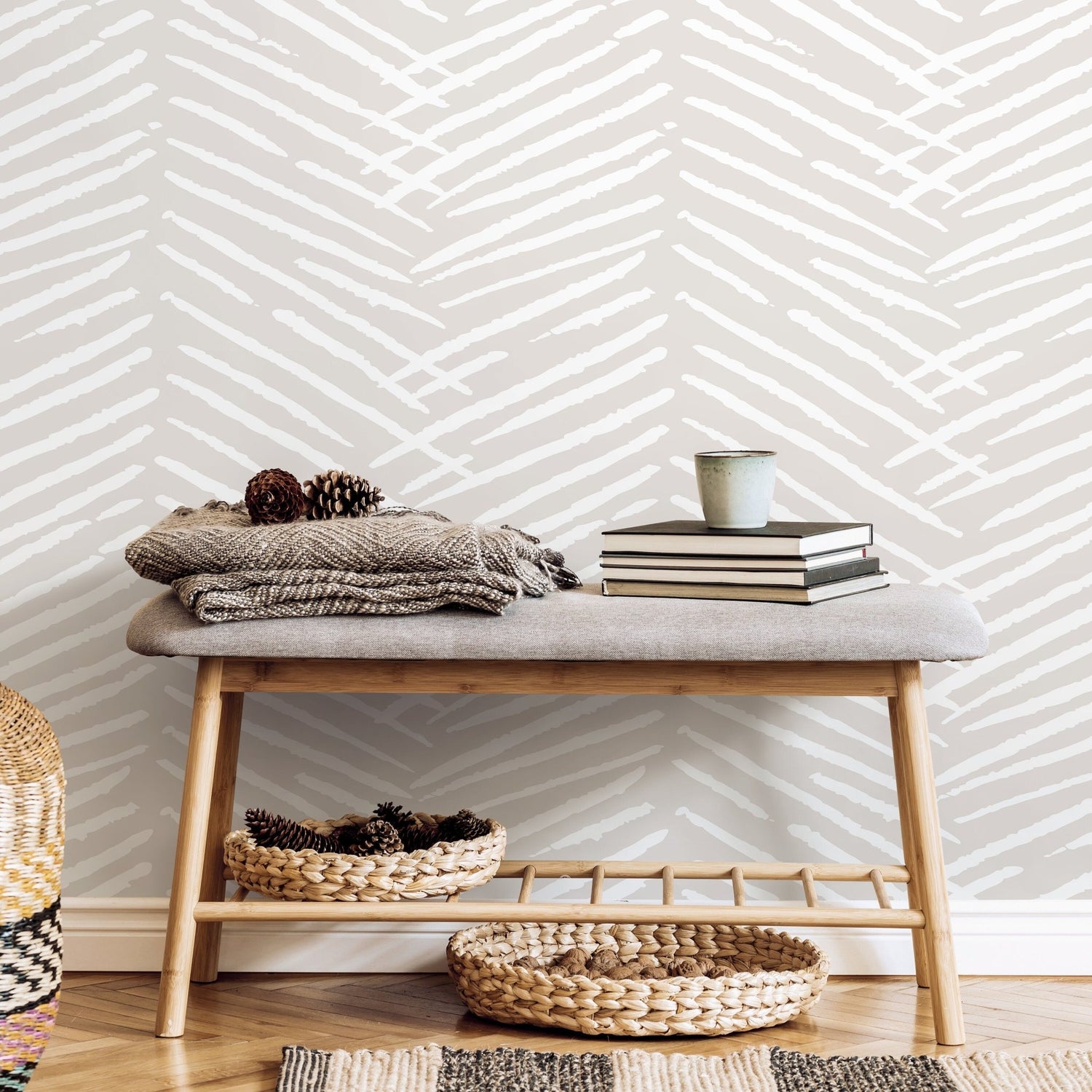 Wallpaper Peel and Stick Wallpaper Removable Wallpaper Home Decor Wall Art Wall Decor Room Decor / Nude Beige Boho Wallpaper - C519 - WallTrend