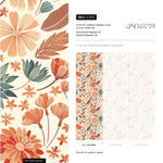 Wallpaper Peel and Stick Wallpaper Removable Wallpaper Home Decor Wall Art Wall Decor Room Decor / Orange Floral Drawing Wallpaper - C310 - WallTrend
