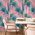 Wallpaper Peel and Stick Wallpaper Removable Wallpaper Home Decor Wall Art Wall Decor Room Decor / Pink Tropical Leaves Wallpaper - B251 - WallTrend
