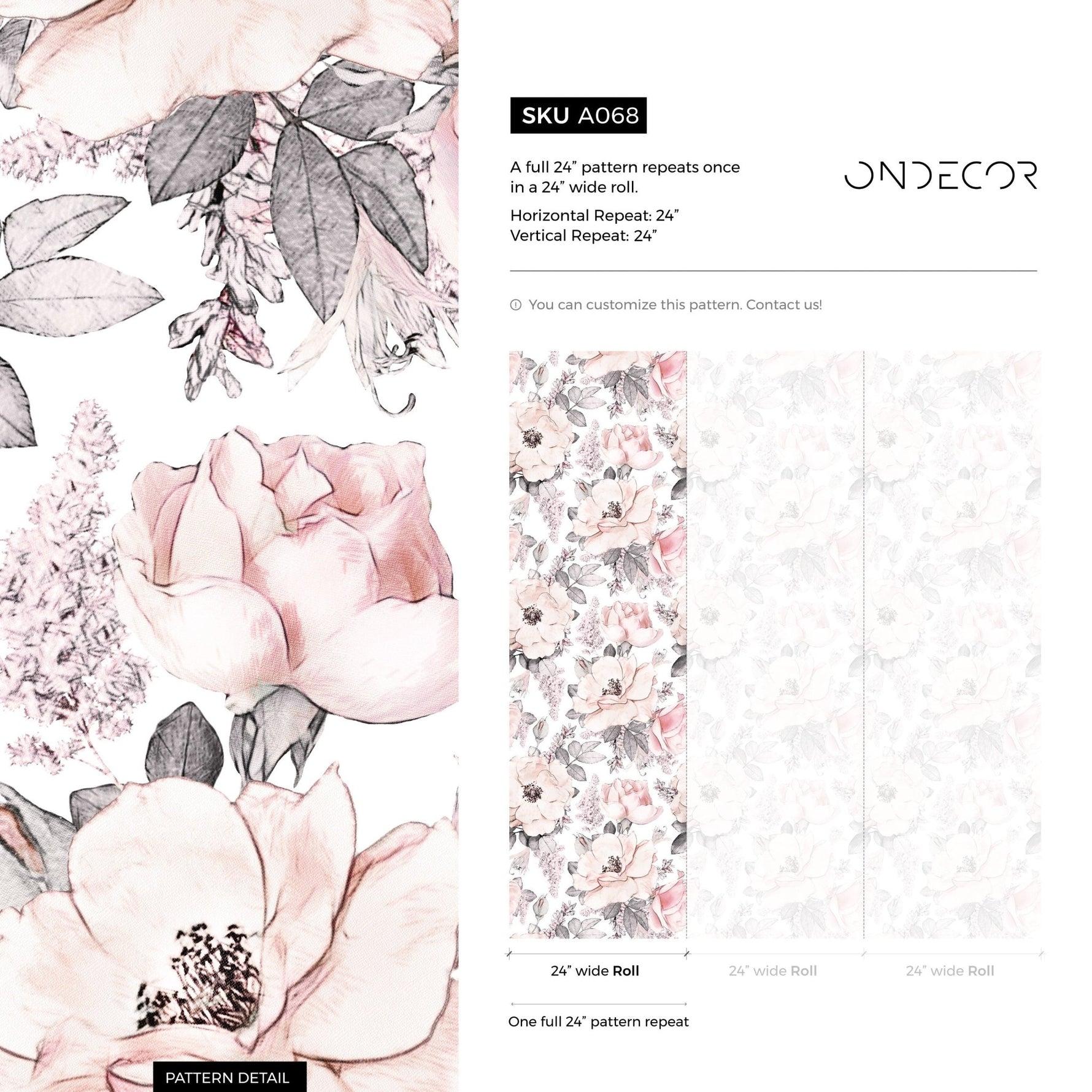 Wallpaper Peel and Stick Wallpaper Removable Wallpaper Home Decor Wall Art Wall Decor Room Decor / Pink Vintage Floral Wallpaper - A068 - WallTrend