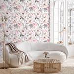 Wallpaper Peel and Stick Wallpaper Removable Wallpaper Home Decor Wall Art Wall Decor Room Decor / Pink Vintage Floral Wallpaper - A068 - WallTrend