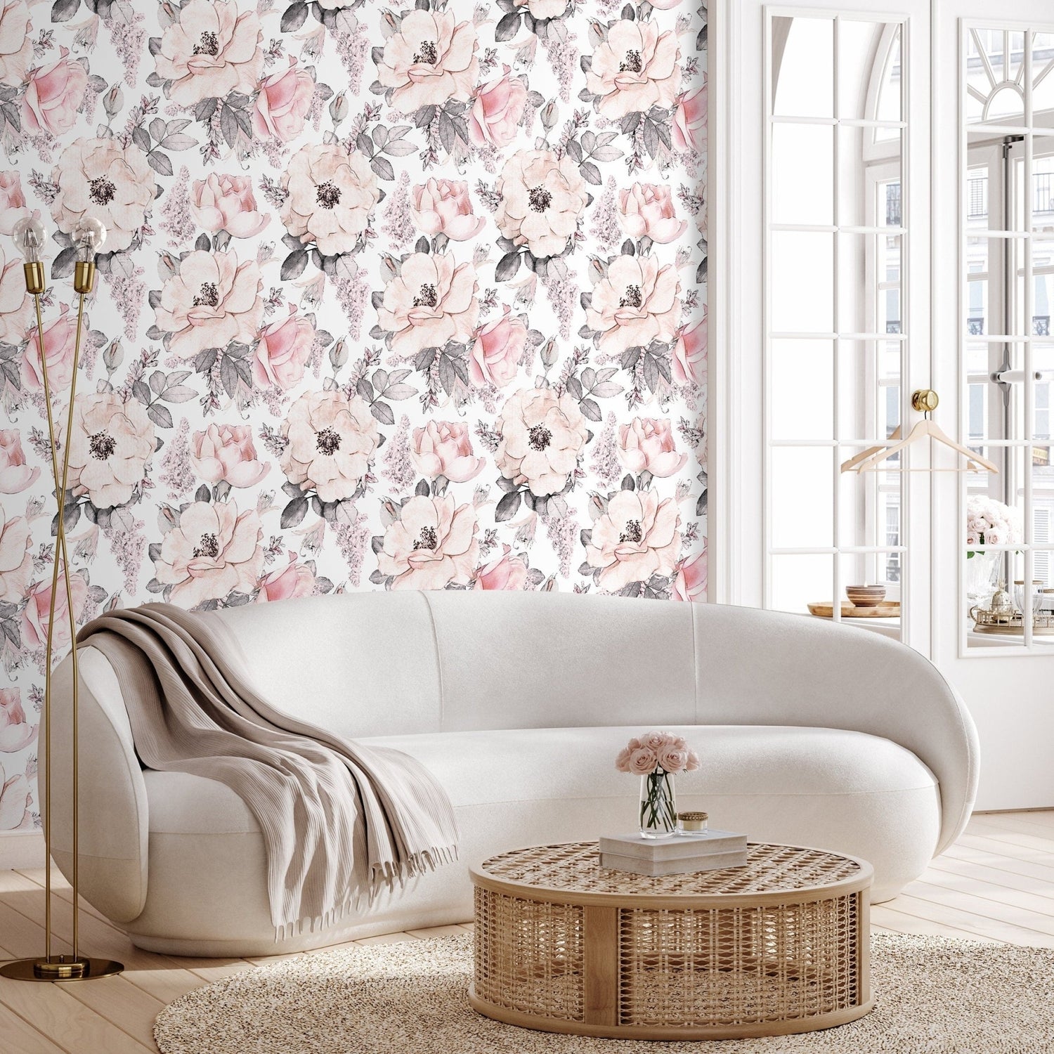 Wallpaper Peel and Stick Wallpaper Removable Wallpaper Home Decor Wall Art Wall Decor Room Decor / Pink Vintage Floral Wallpaper - A068 - WallTrend