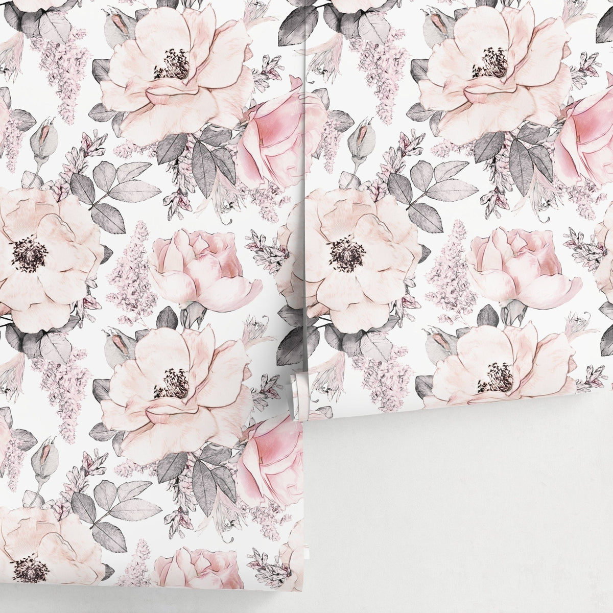 Wallpaper Peel and Stick Wallpaper Removable Wallpaper Home Decor Wall Art Wall Decor Room Decor / Pink Vintage Floral Wallpaper - A068 - WallTrend