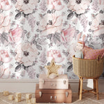 Wallpaper Peel and Stick Wallpaper Removable Wallpaper Home Decor Wall Art Wall Decor Room Decor / Pink Vintage Floral Wallpaper - A068 - WallTrend