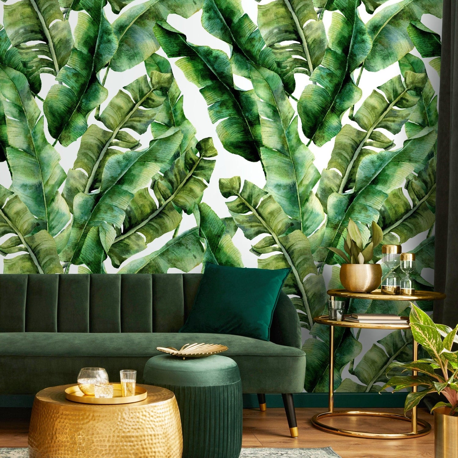 Wallpaper Peel and Stick Wallpaper Removable Wallpaper Home Decor Wall Art Wall Decor Room Decor / Tropical Banana Leaf Wallpaper - A498 - WallTrend