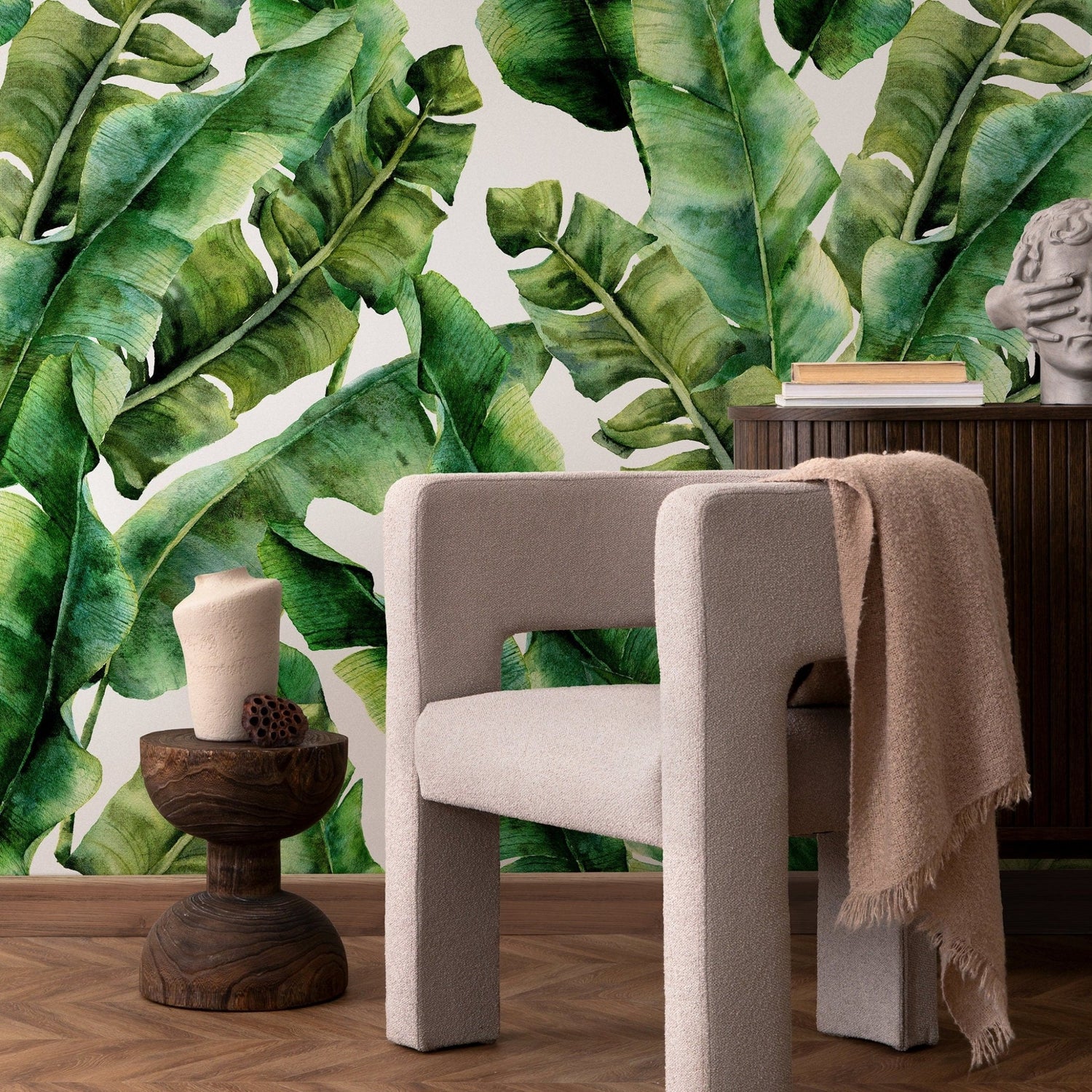 Wallpaper Peel and Stick Wallpaper Removable Wallpaper Home Decor Wall Art Wall Decor Room Decor / Tropical Banana Leaf Wallpaper - A498 - WallTrend