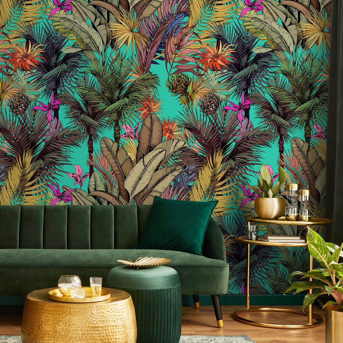 Wallpaper Peel and Stick Wallpaper Removable Wallpaper Home Decor Wall Art Wall Decor Room Decor / Tropical Jungle Leaves Wallpaper - A764 - WallTrend