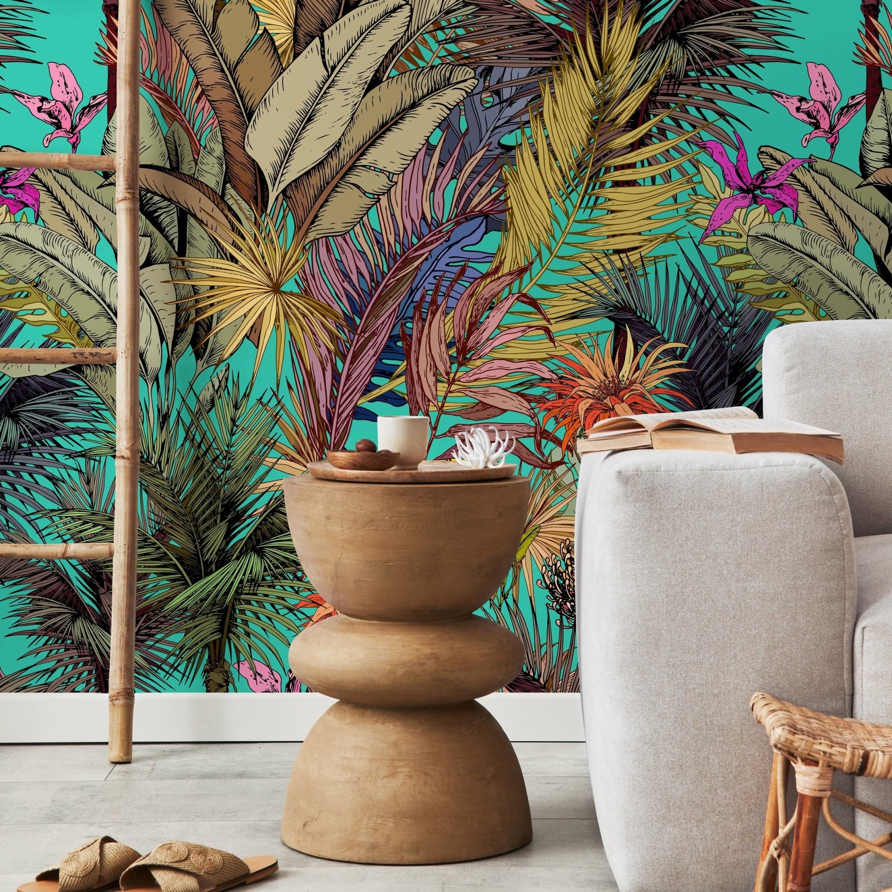 Wallpaper Peel and Stick Wallpaper Removable Wallpaper Home Decor Wall Art Wall Decor Room Decor / Tropical Jungle Leaves Wallpaper - A764 - WallTrend
