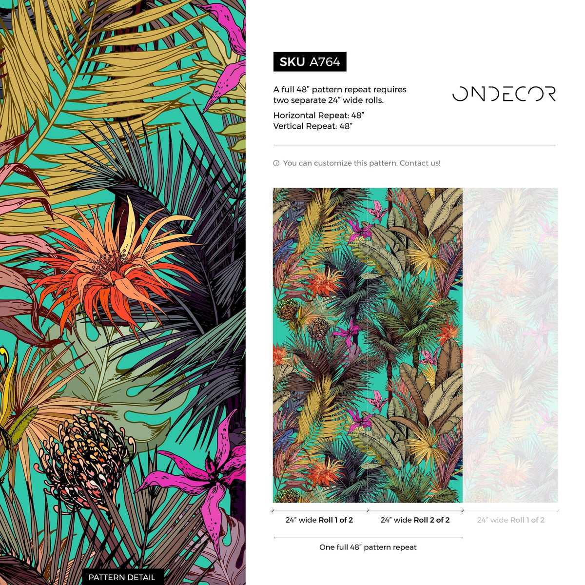Wallpaper Peel and Stick Wallpaper Removable Wallpaper Home Decor Wall Art Wall Decor Room Decor / Tropical Jungle Leaves Wallpaper - A764 - WallTrend