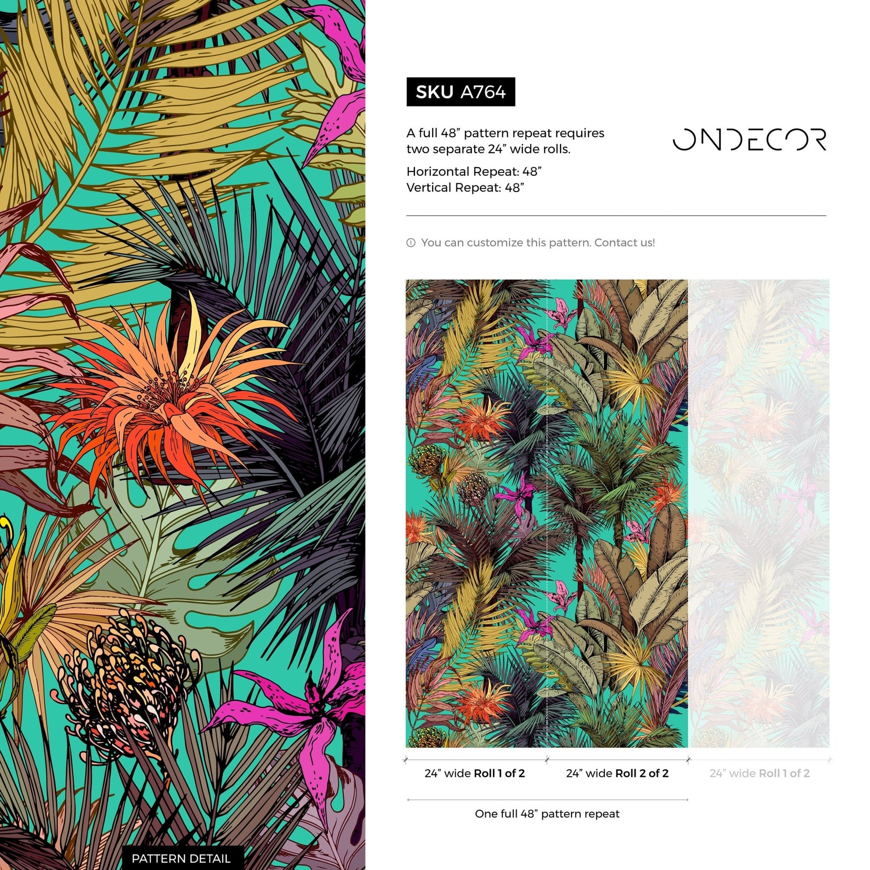 Wallpaper Peel and Stick Wallpaper Removable Wallpaper Home Decor Wall Art Wall Decor Room Decor / Tropical Jungle Leaves Wallpaper - A764 - WallTrend