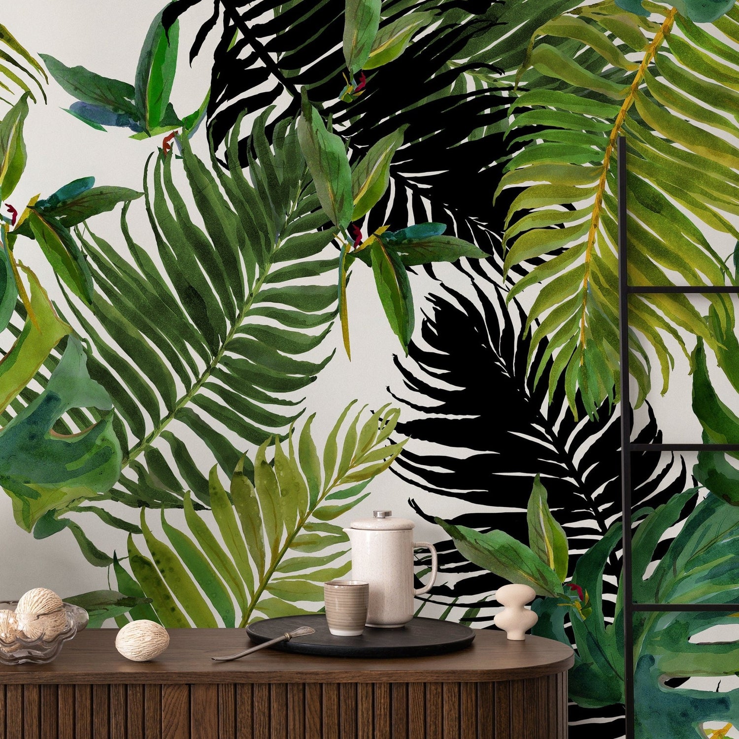 Wallpaper Peel and Stick Wallpaper Removable Wallpaper Home Decor Wall Art Wall Decor Room Decor / Tropical Jungle Leaves Wallpaper - A767 - WallTrend