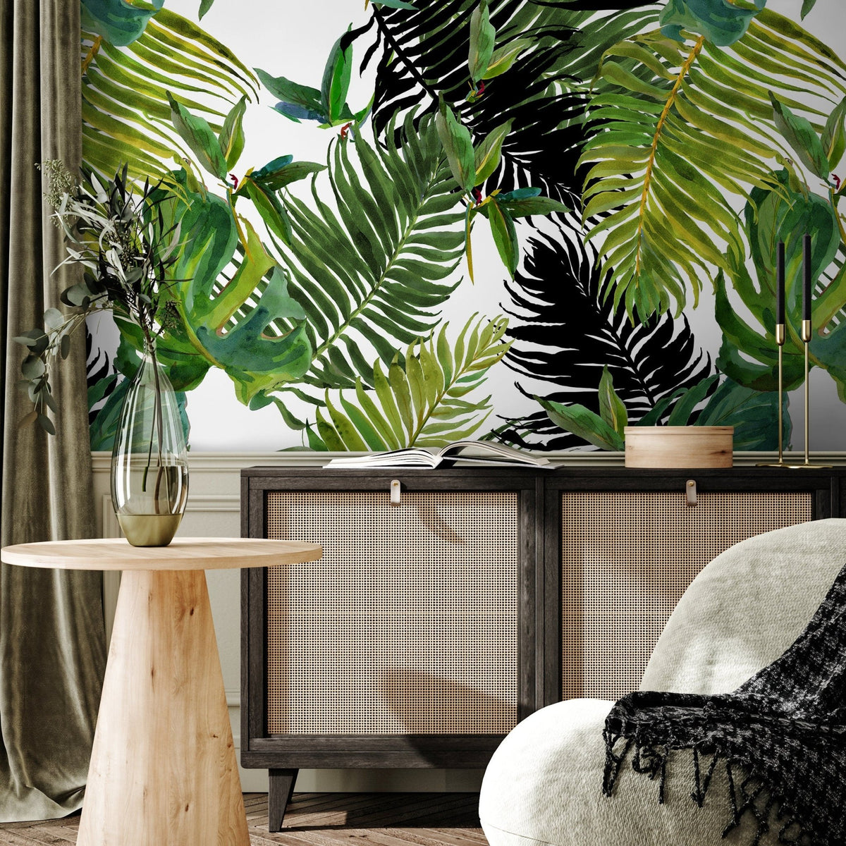 Wallpaper Peel and Stick Wallpaper Removable Wallpaper Home Decor Wall Art Wall Decor Room Decor / Tropical Jungle Leaves Wallpaper - A767 - WallTrend