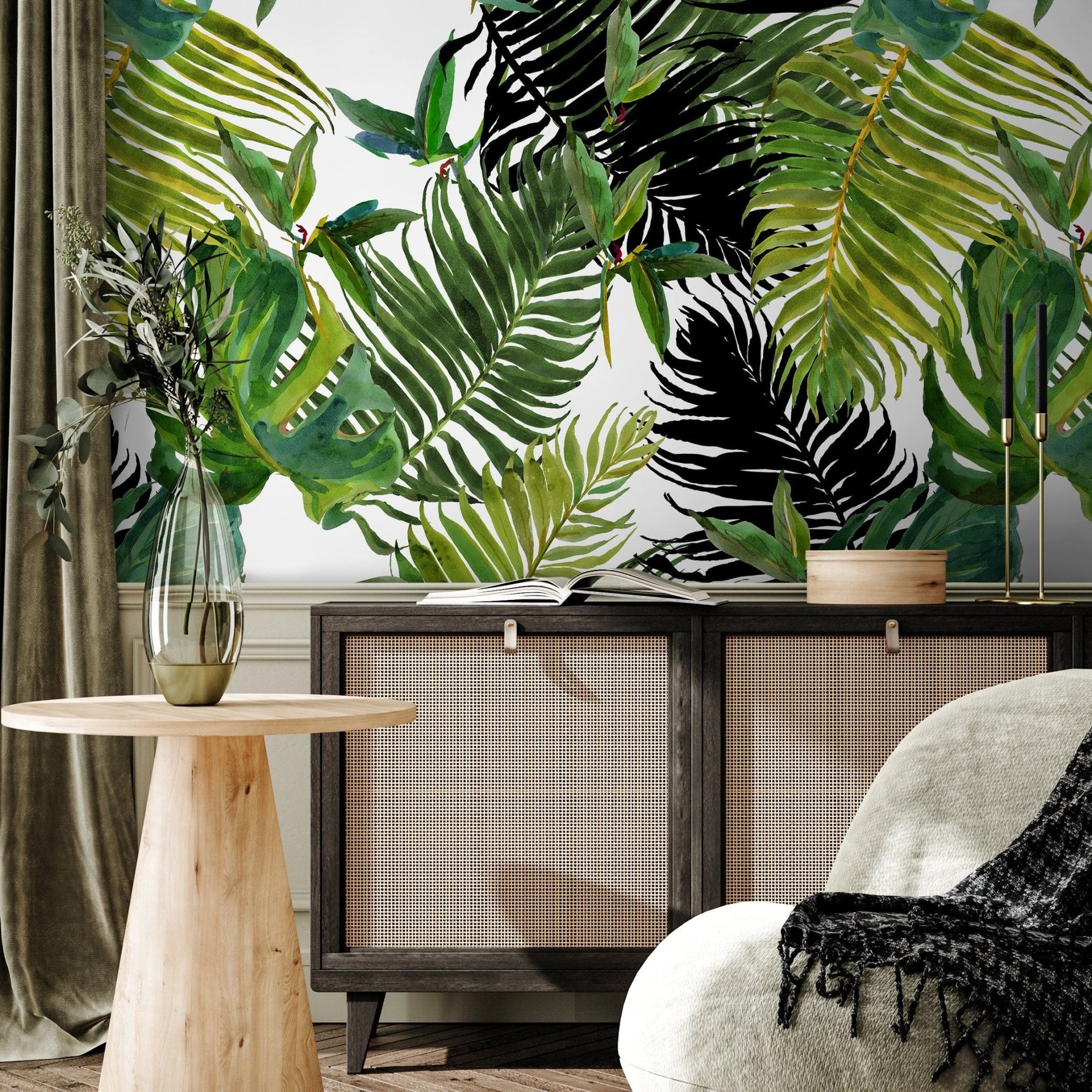 Wallpaper Peel and Stick Wallpaper Removable Wallpaper Home Decor Wall Art Wall Decor Room Decor / Tropical Jungle Leaves Wallpaper - A767 - WallTrend