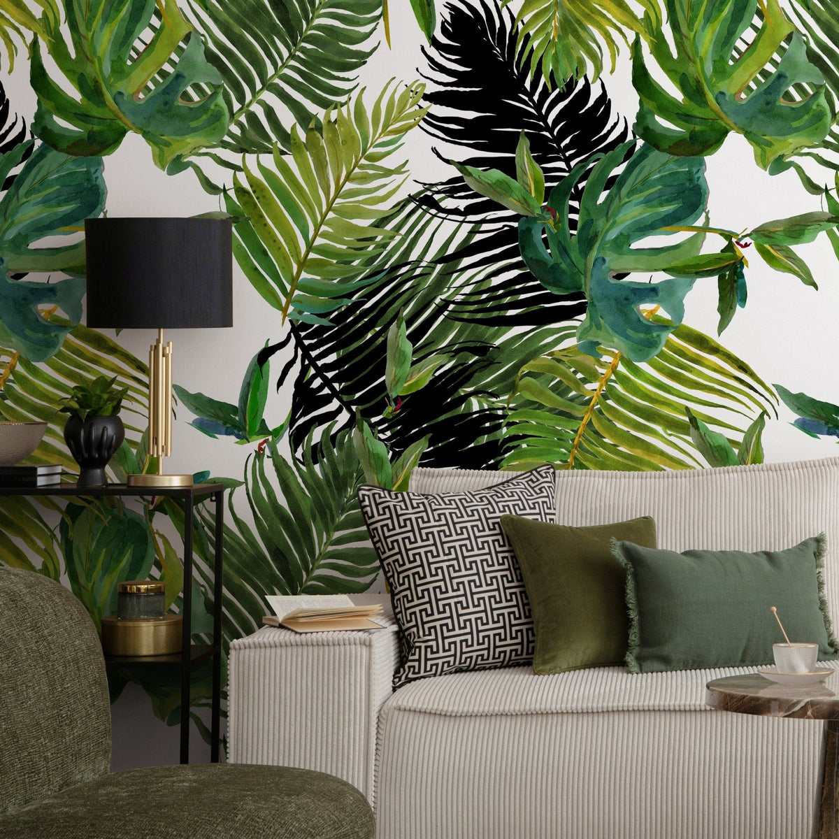 Wallpaper Peel and Stick Wallpaper Removable Wallpaper Home Decor Wall Art Wall Decor Room Decor / Tropical Jungle Leaves Wallpaper - A767 - WallTrend