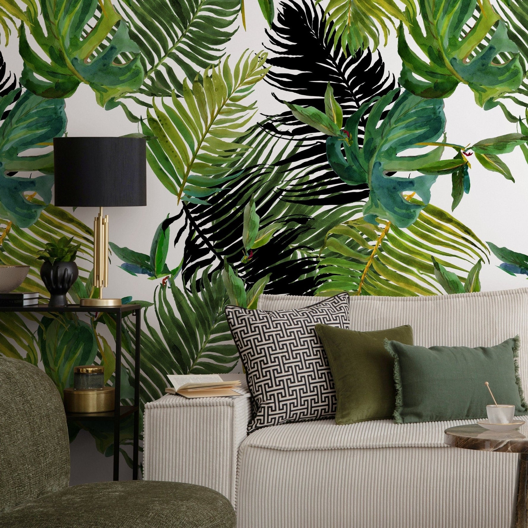 Wallpaper Peel and Stick Wallpaper Removable Wallpaper Home Decor Wall Art Wall Decor Room Decor / Tropical Jungle Leaves Wallpaper - A767 - WallTrend