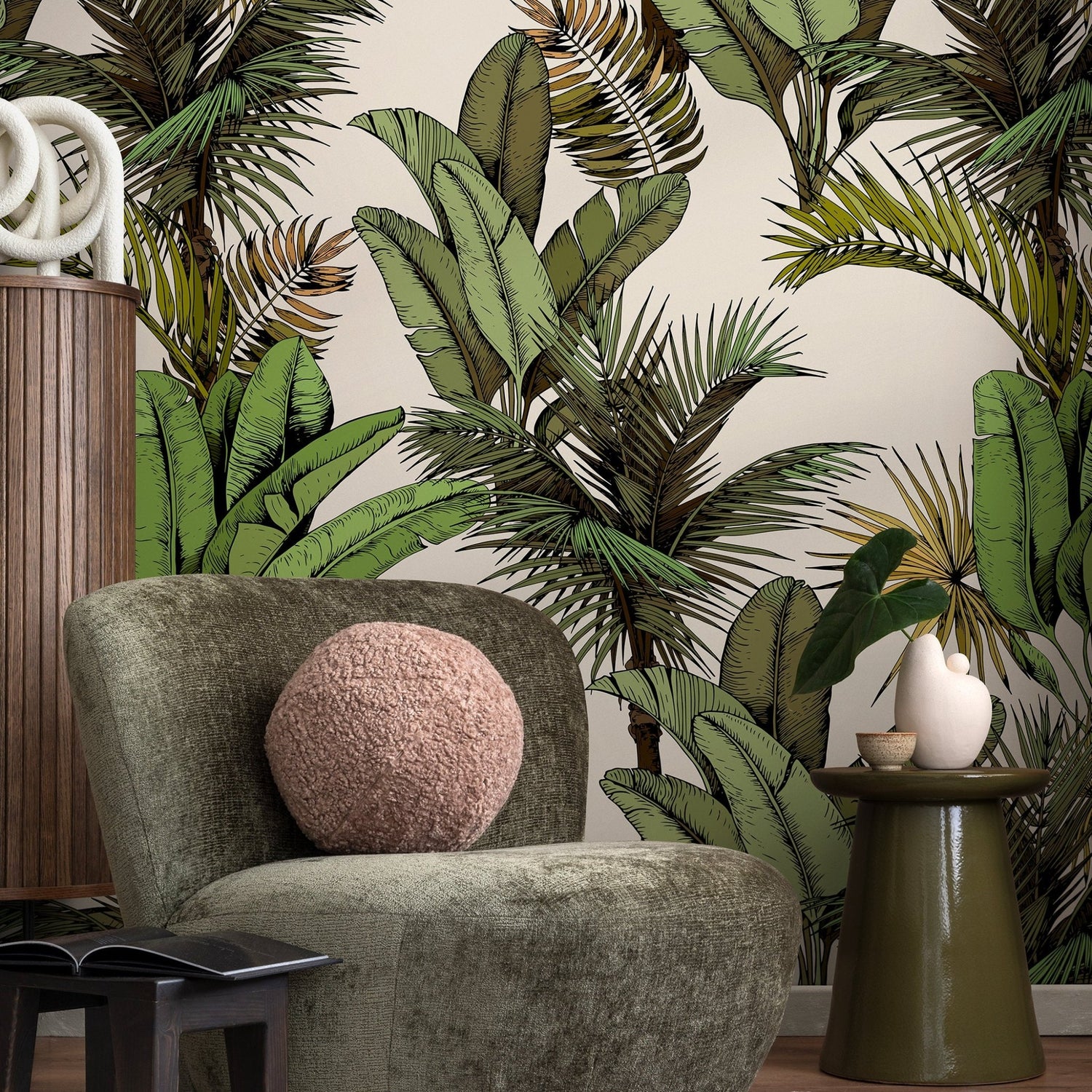 Wallpaper Peel and Stick Wallpaper Removable Wallpaper Home Decor Wall Art Wall Decor Room Decor/ Tropical Jungle Palm Tree Wallpaper - A762 - WallTrend