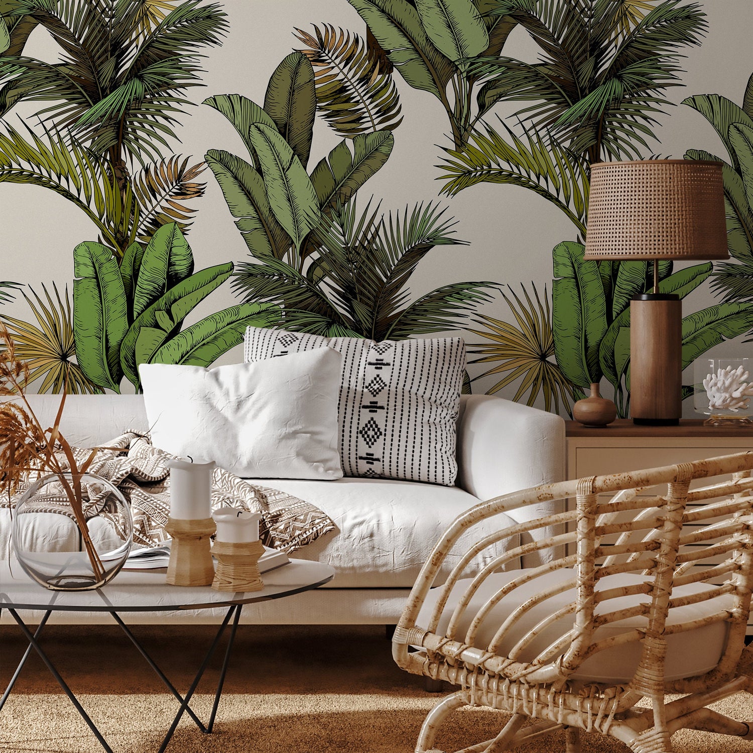Wallpaper Peel and Stick Wallpaper Removable Wallpaper Home Decor Wall Art Wall Decor Room Decor/ Tropical Jungle Palm Tree Wallpaper - A762 - WallTrend