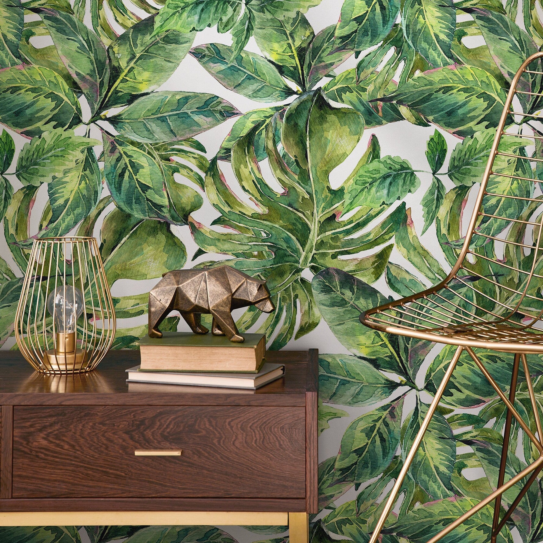 Wallpaper Peel and Stick Wallpaper Removable Wallpaper Home Decor Wall Art Wall Decor Room Decor / Tropical Monstera Leaves Wallpaper - A734 - WallTrend