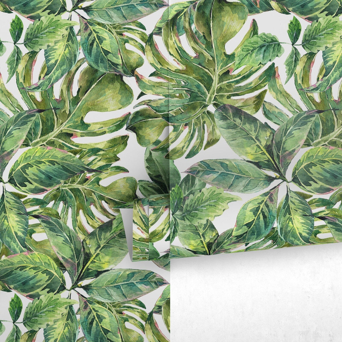 Wallpaper Peel and Stick Wallpaper Removable Wallpaper Home Decor Wall Art Wall Decor Room Decor / Tropical Monstera Leaves Wallpaper - A734 - WallTrend